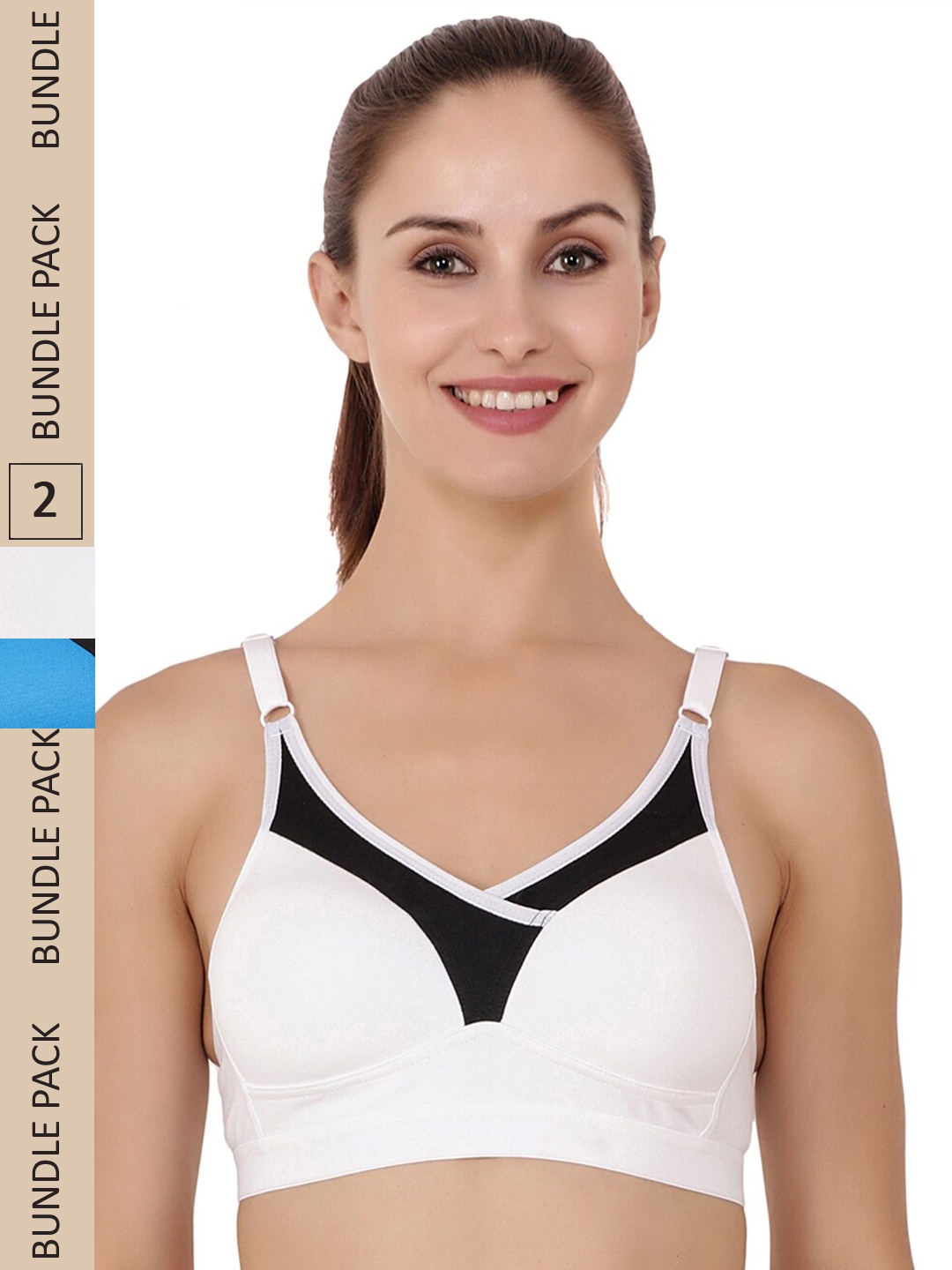 

Floret Pack Of 2 Colourblocked Heavily Padded Push-Up Bra, Turquoise blue