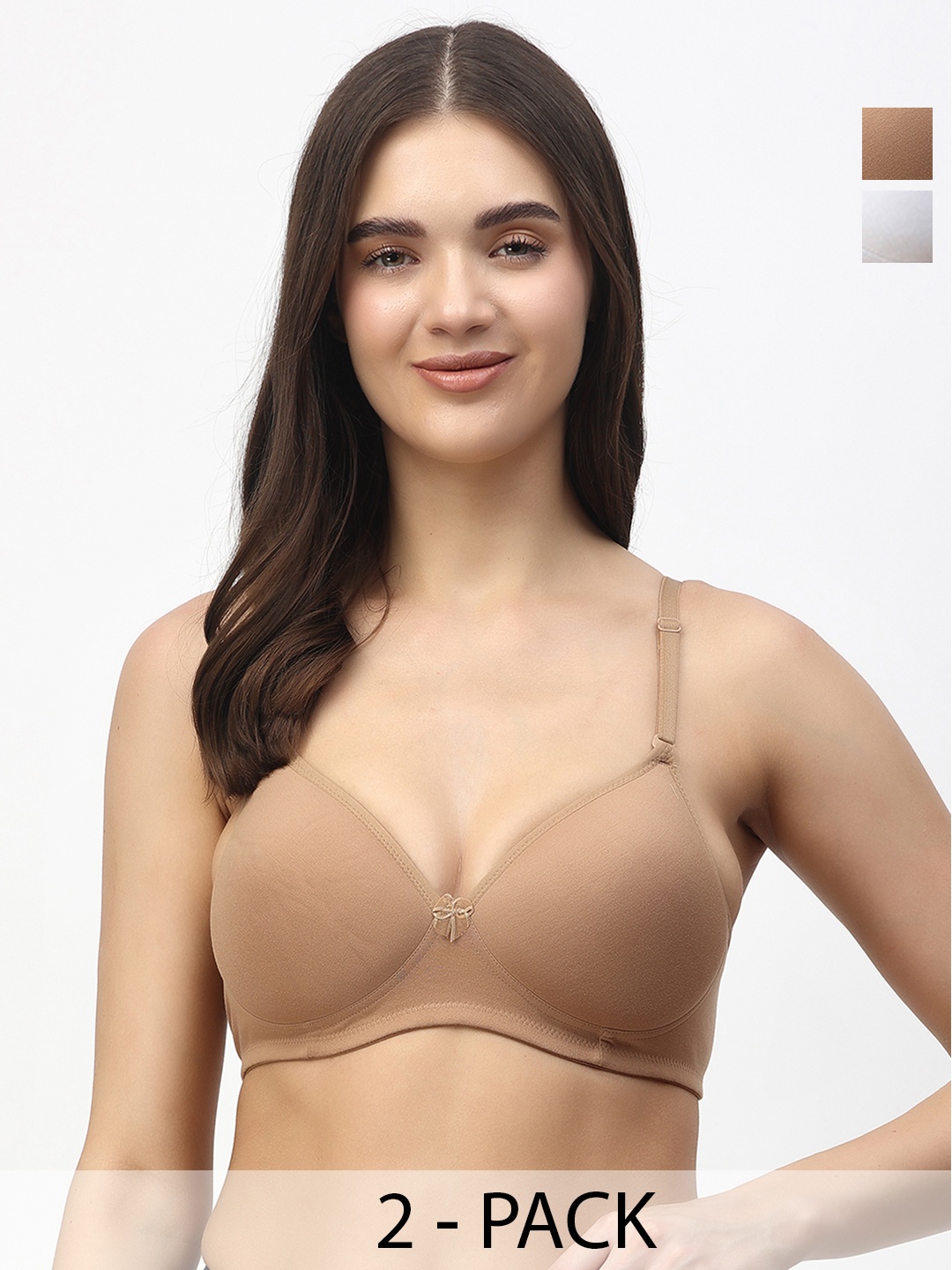 

Floret Pack of 2 Heavily Padded Medium-Coverage Non-Wired Seamless Push-Up Bra, White