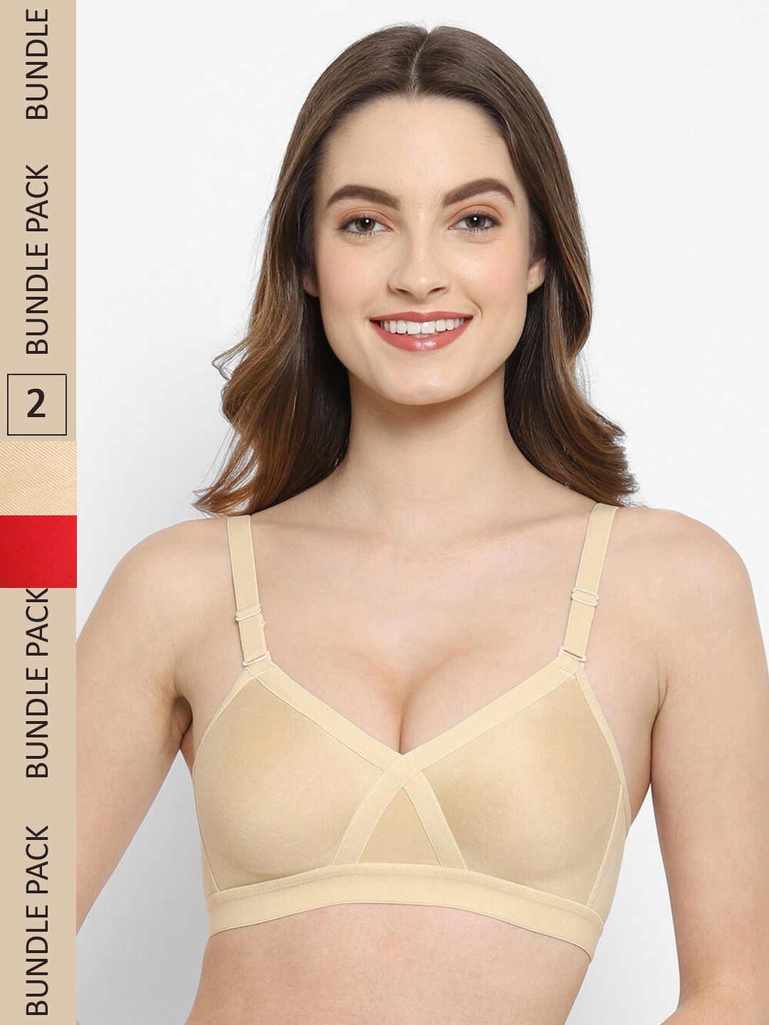 

Floret Pack Of 2 Non Padded Bra, Red