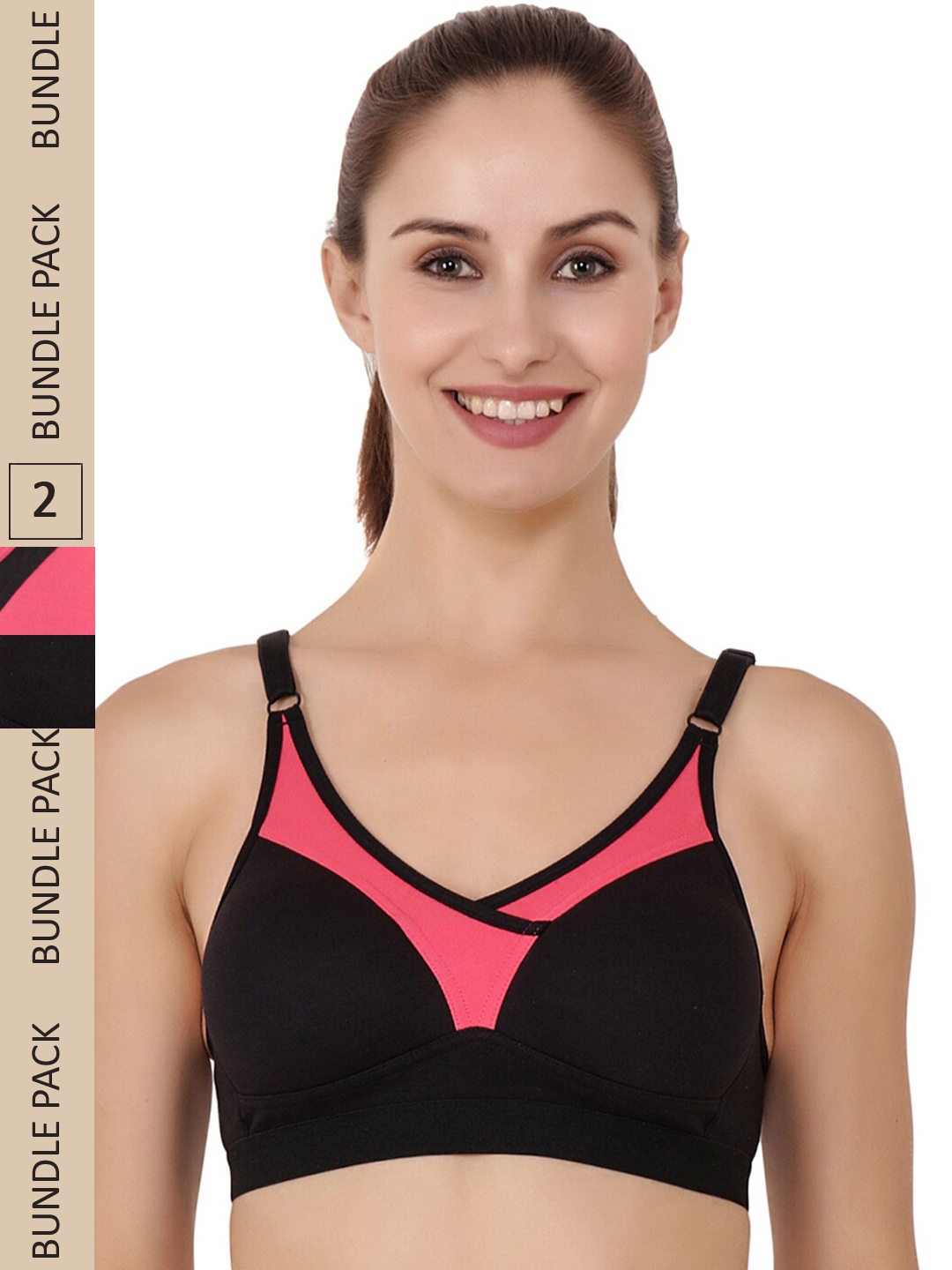 

Floret Pack of 2 Heavily Padded Non Padded T Shirt Bra, Red