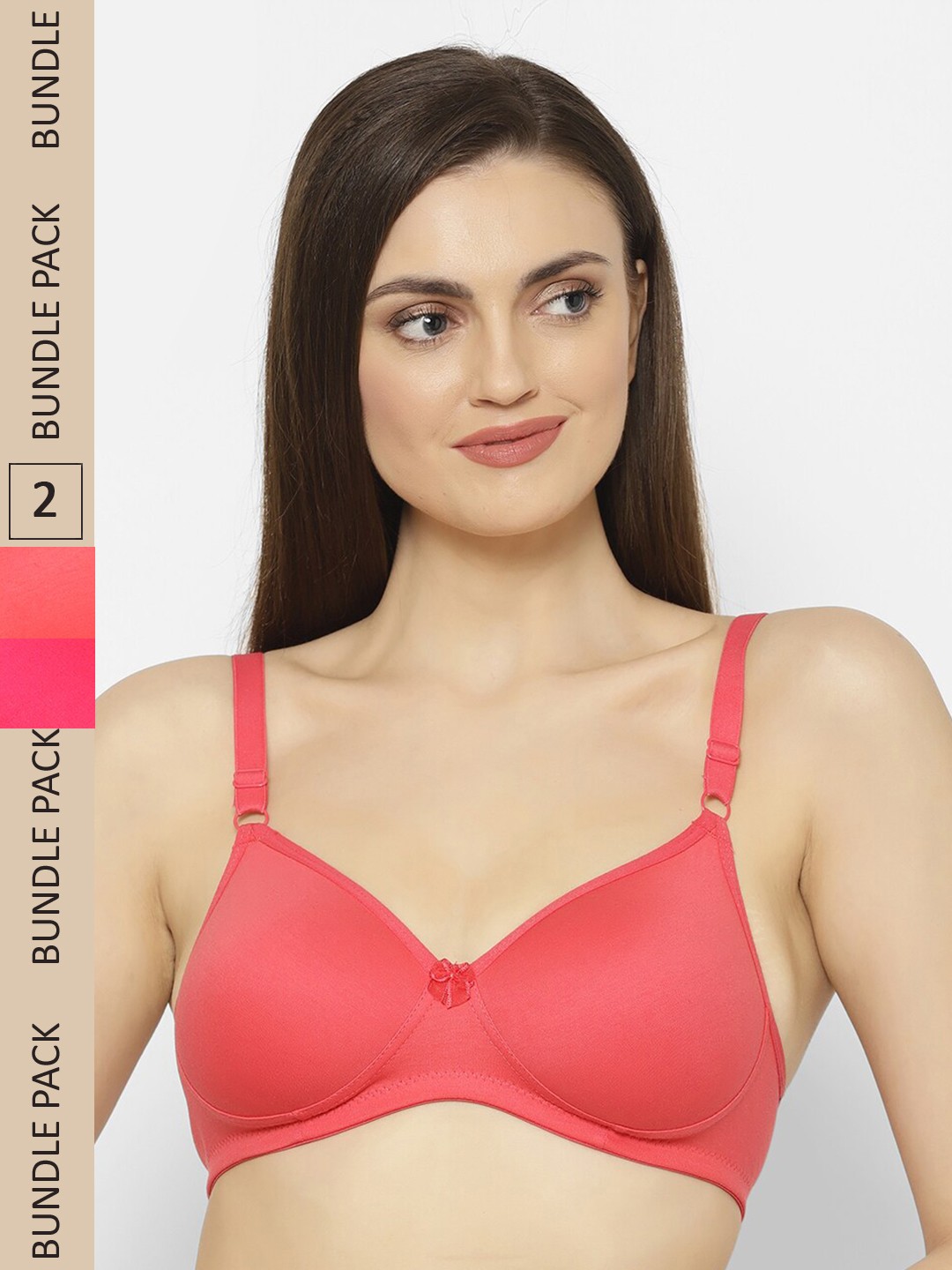 

Floret Pack Of 2 Lightly Padded Non Wired T-Shirt Bra, Coral