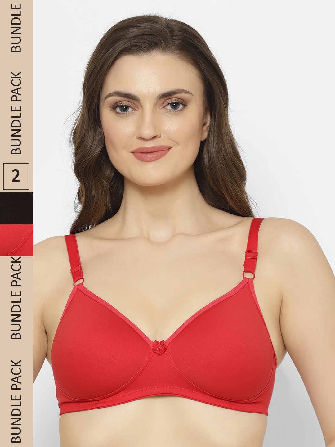

Floret Pack Of 2 Lightly Padded Seamless Bra, Red