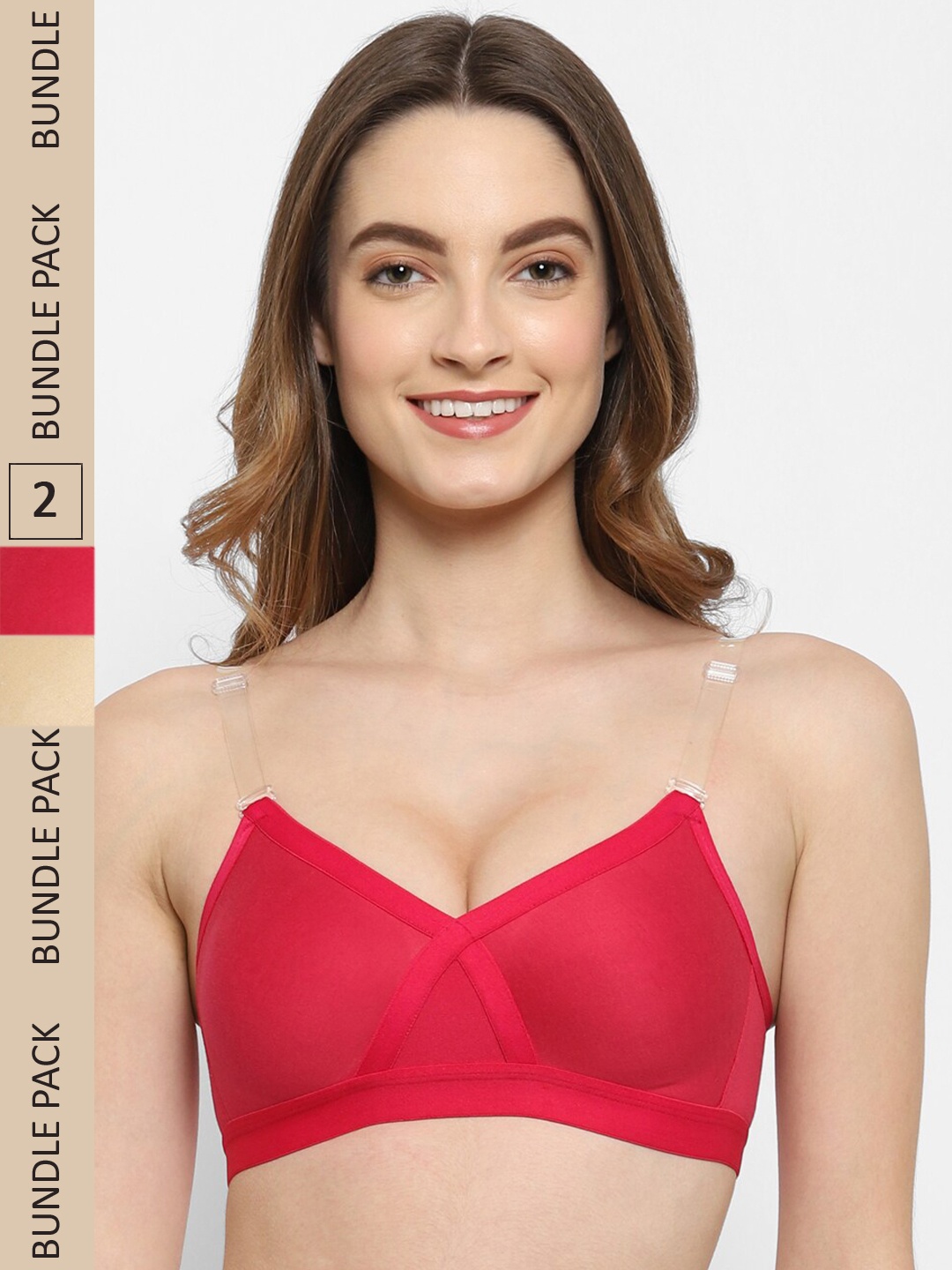 

Floret Pack Of 2 Non Padded Bra, Red
