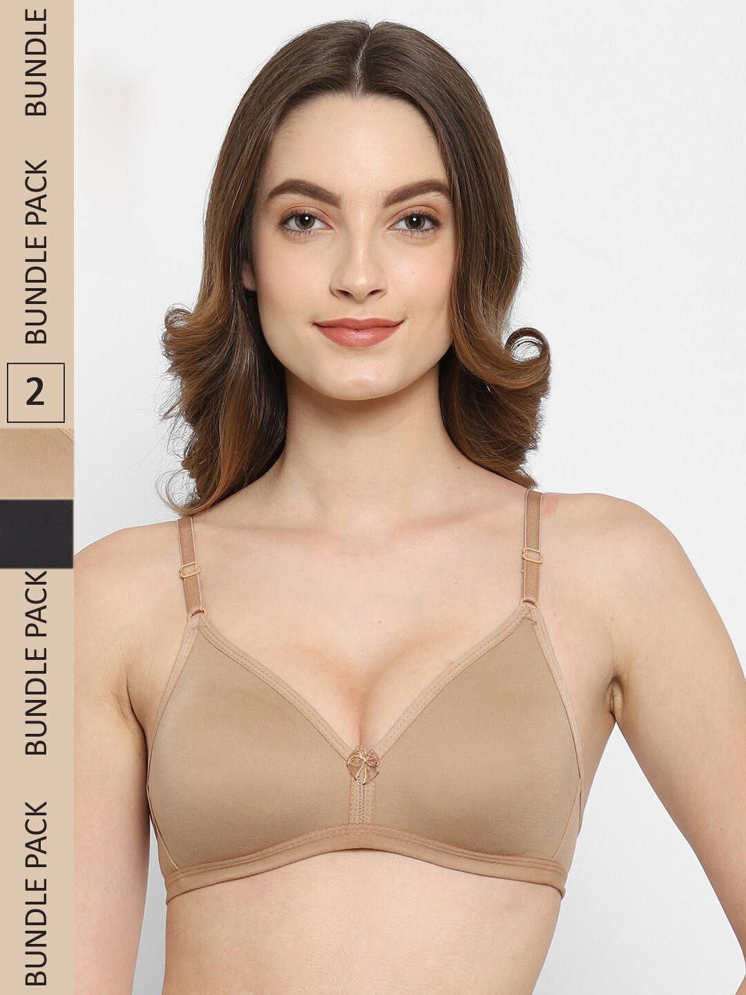 

Floret Pack Of 2 Non-Padded Non-Wired T-Shirt Bra, Black
