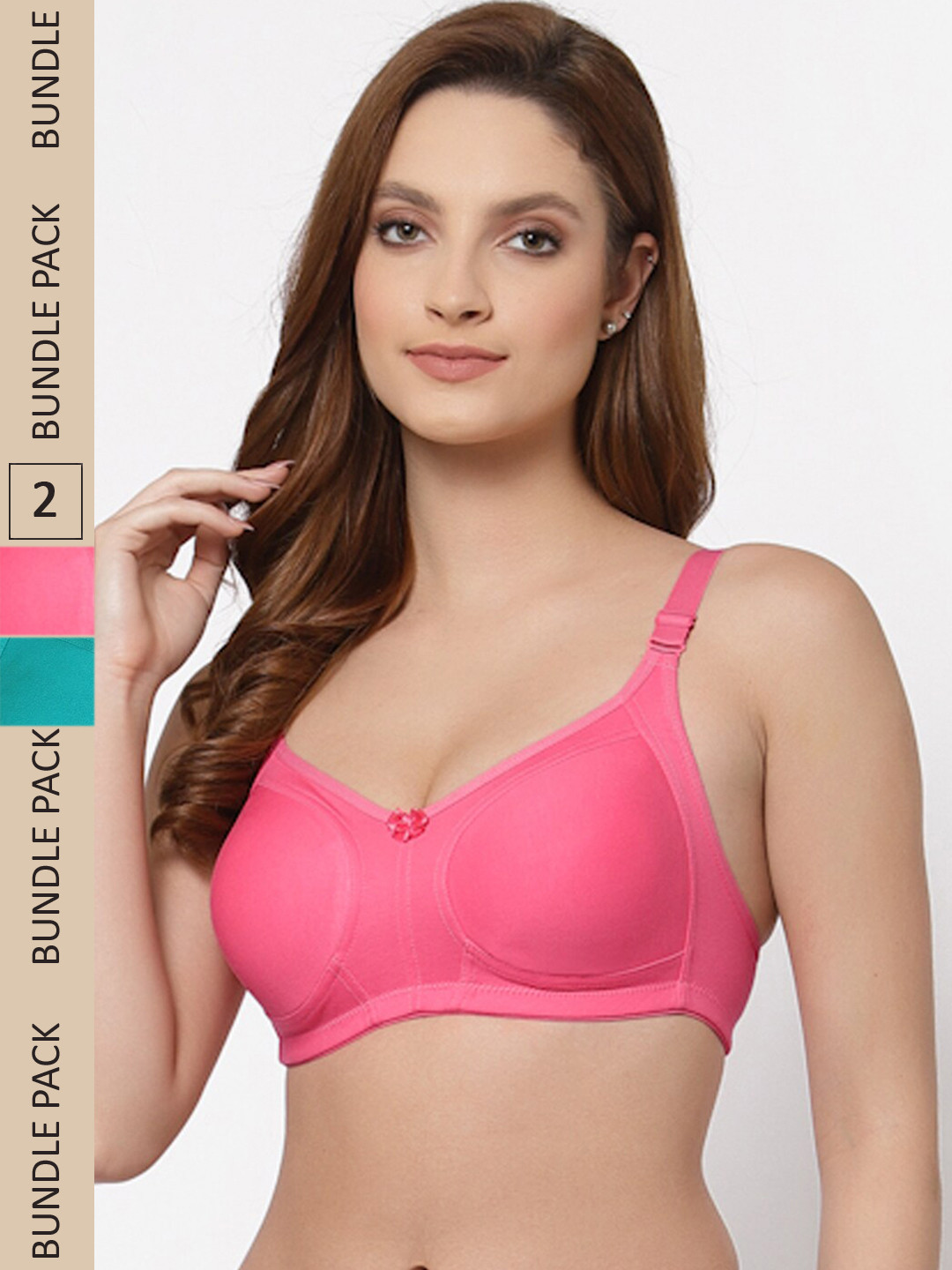 

Floret Pack of 2 Non Padded Non-Wired Cotton Full Coverage Everyday Bra With Moulded Cups, Blue