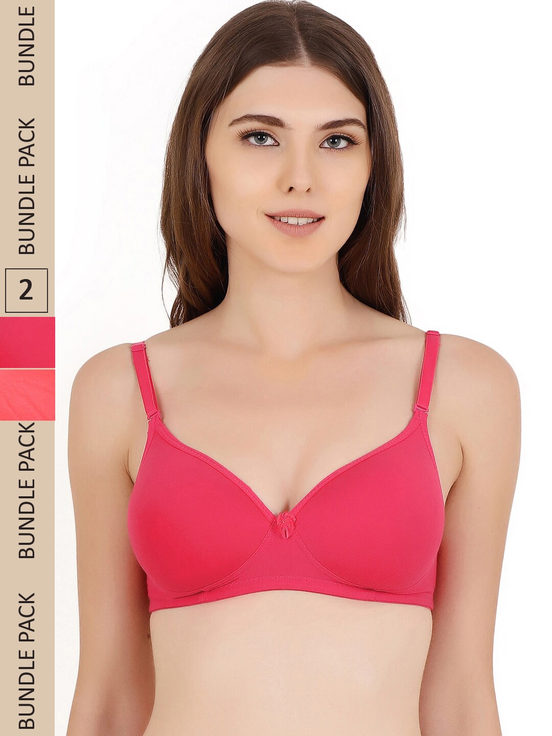 

Floret Pack of 2 Heavily Padded Medium-Coverage Non-Wired Seamless Push-Up Bra, Rose