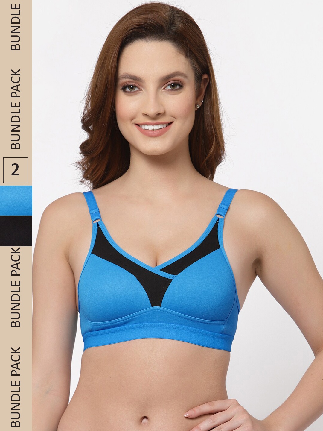 

Floret Pack of 2 Heavily Padded Non Wired T Shirt Bra, Black