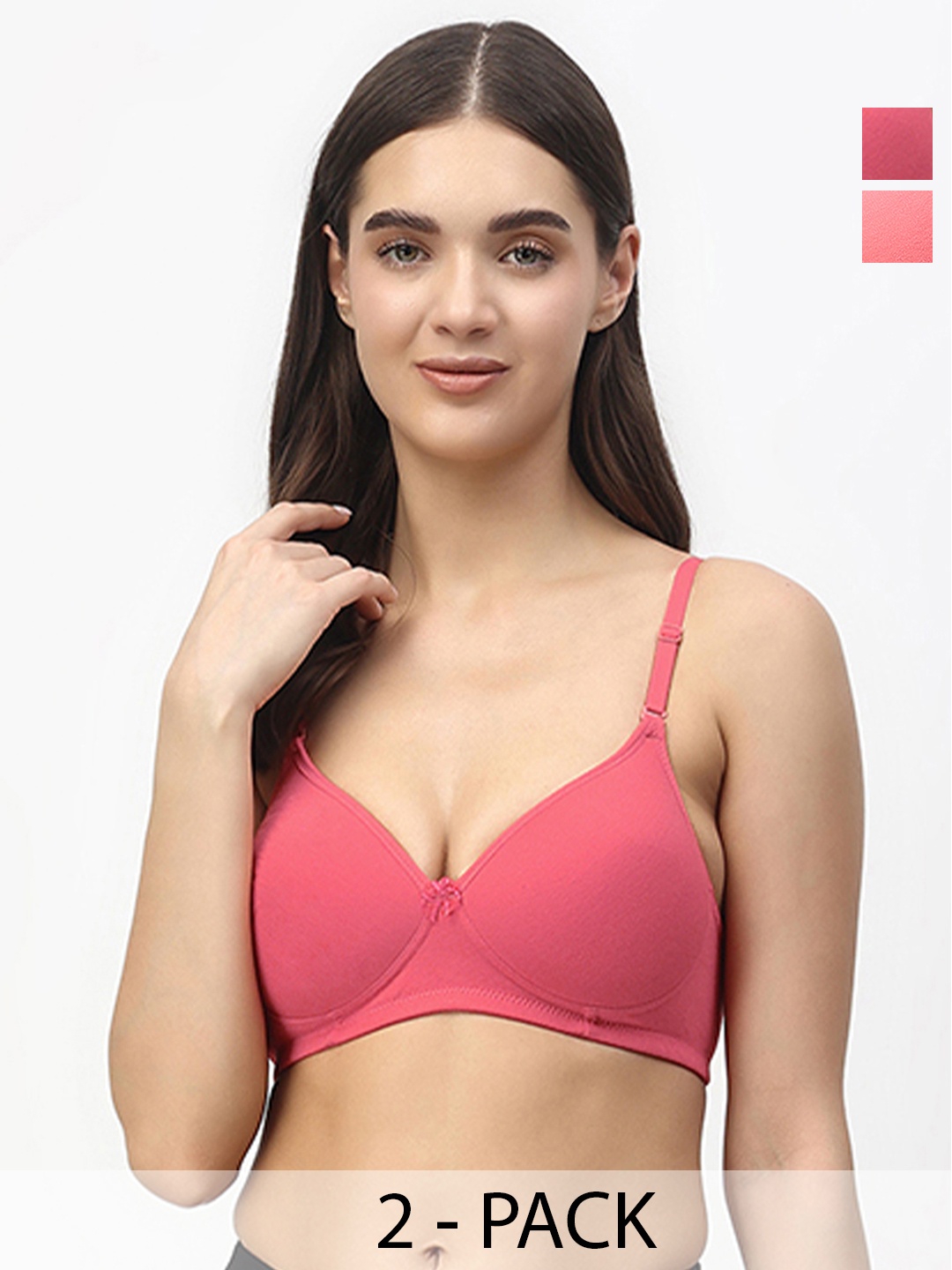 

Floret Pack of 2 Heavily Padded Medium-Coverage Non-Wired Seamless Push-Up Bra, Rose