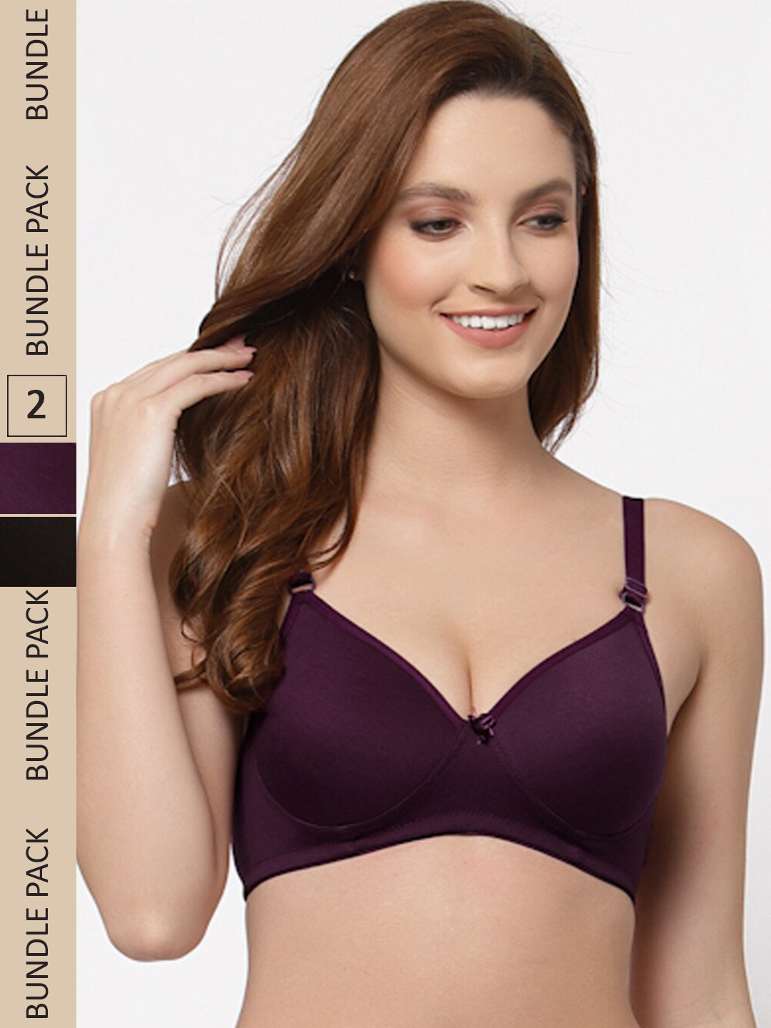 

Floret Pack Of 2 Lightly Padded Non Wired Seamless Bra, Black