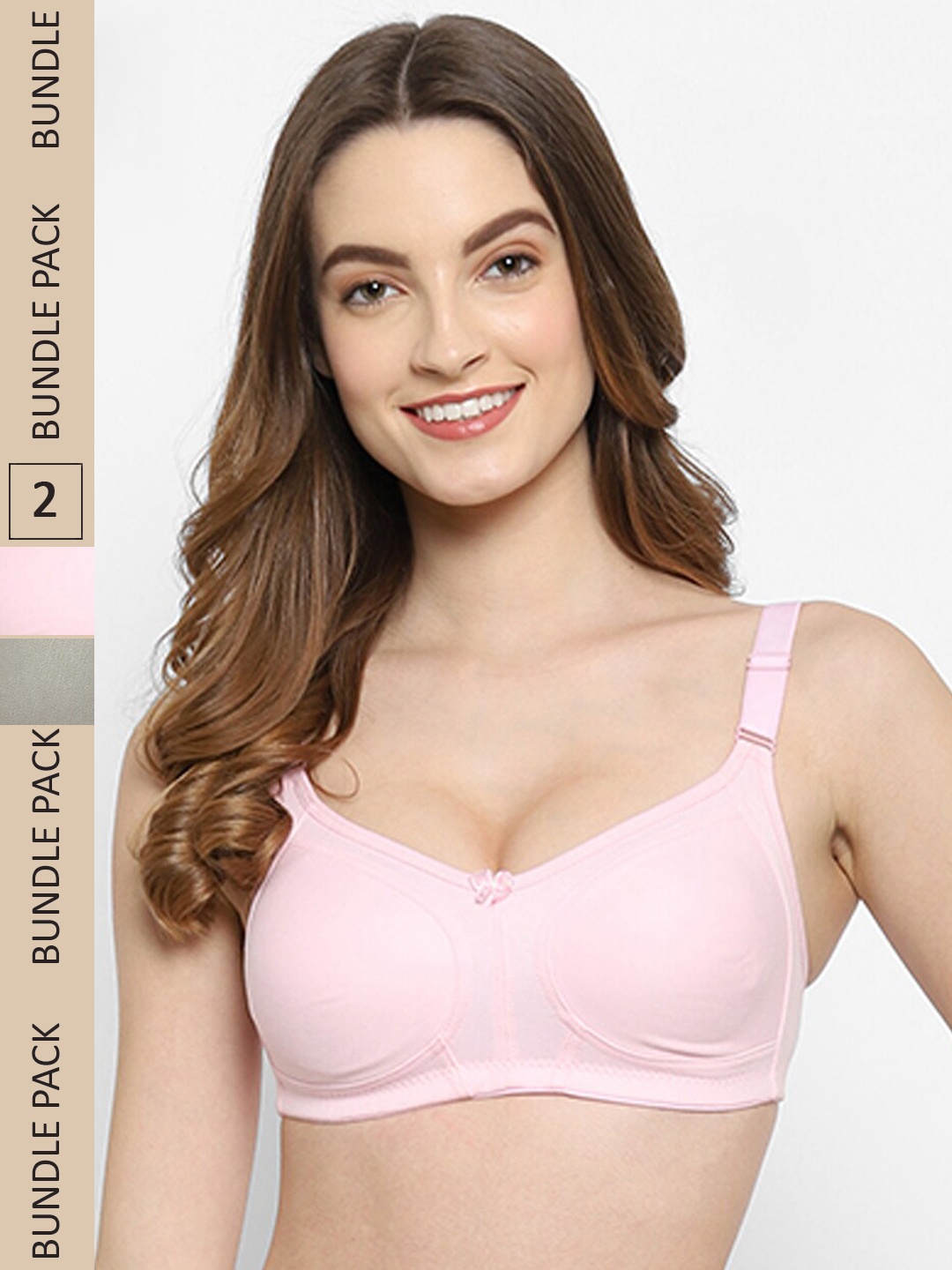 

Floret Pack of 2 Non Padded Non-Wired Cotton Full Coverage Everyday Bra With Moulded Cups, Sea green