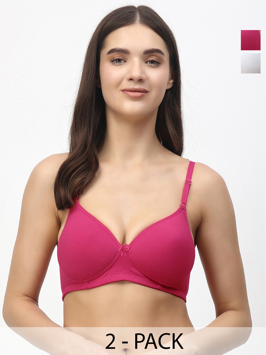 

Floret Pack of 2 Heavily Padded Medium-Coverage Non-Wired Seamless Push-Up Bra, Magenta