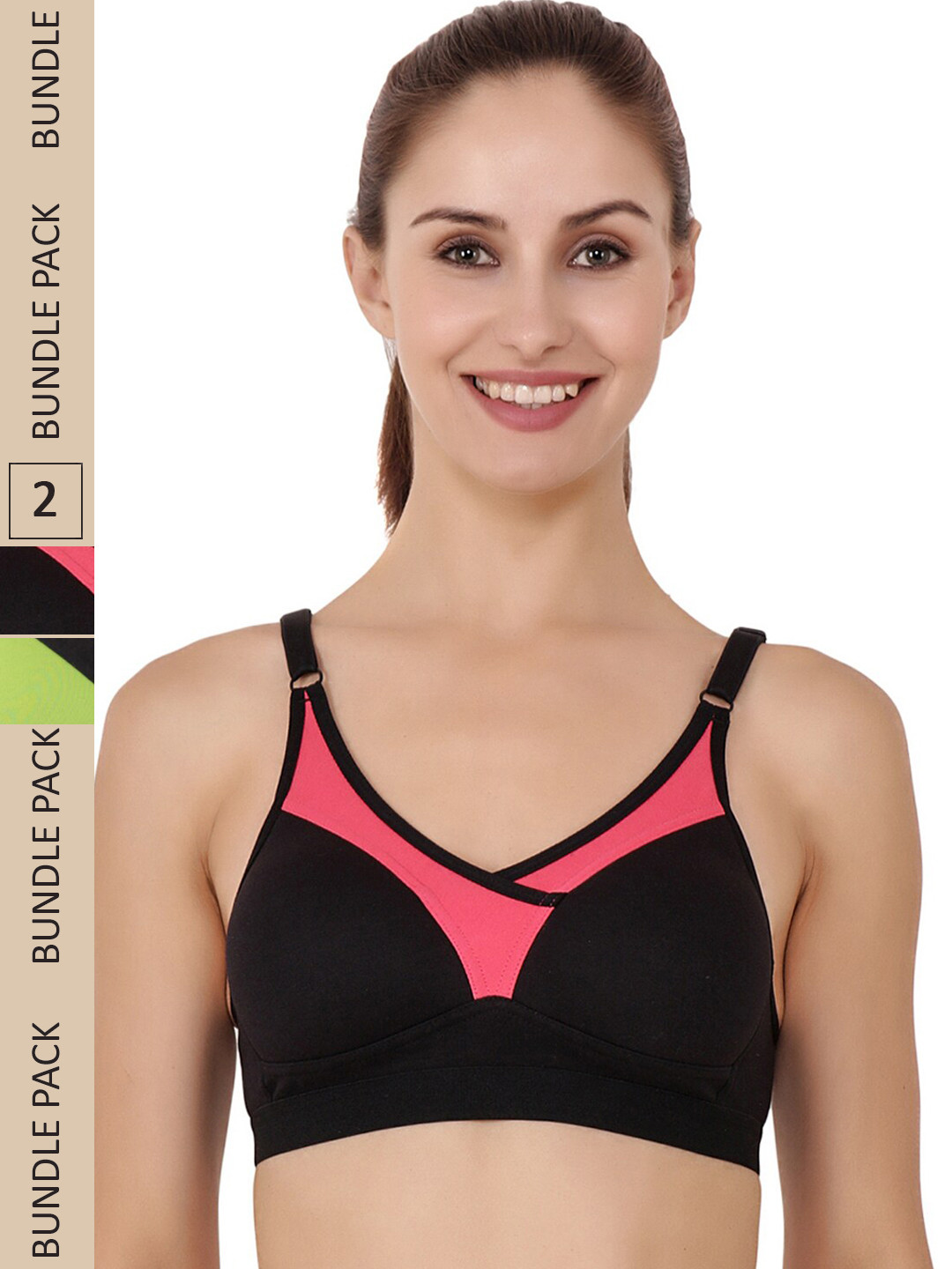 

Floret Pack of 2 Heavily Padded Bra, Lime green