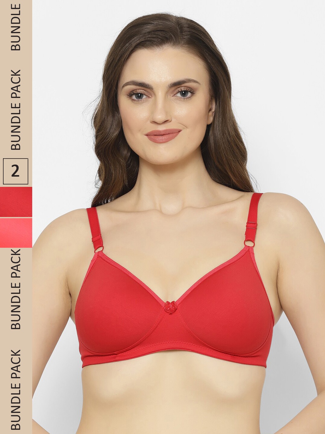 

Floret Pack Of 2 Lightly Padded Non-Wired Seamless T-shirt Bra, Red