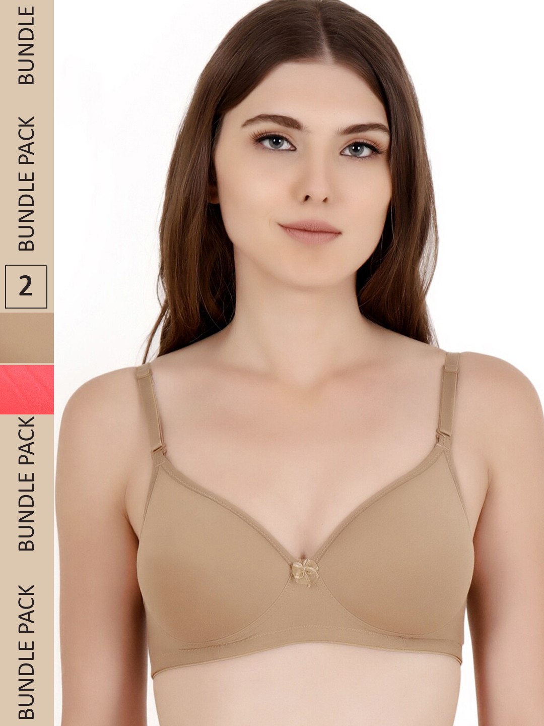 

Floret Pack of 2 Heavily Padded Medium-Coverage Non-Wired Seamless Push-Up Bra, Rose