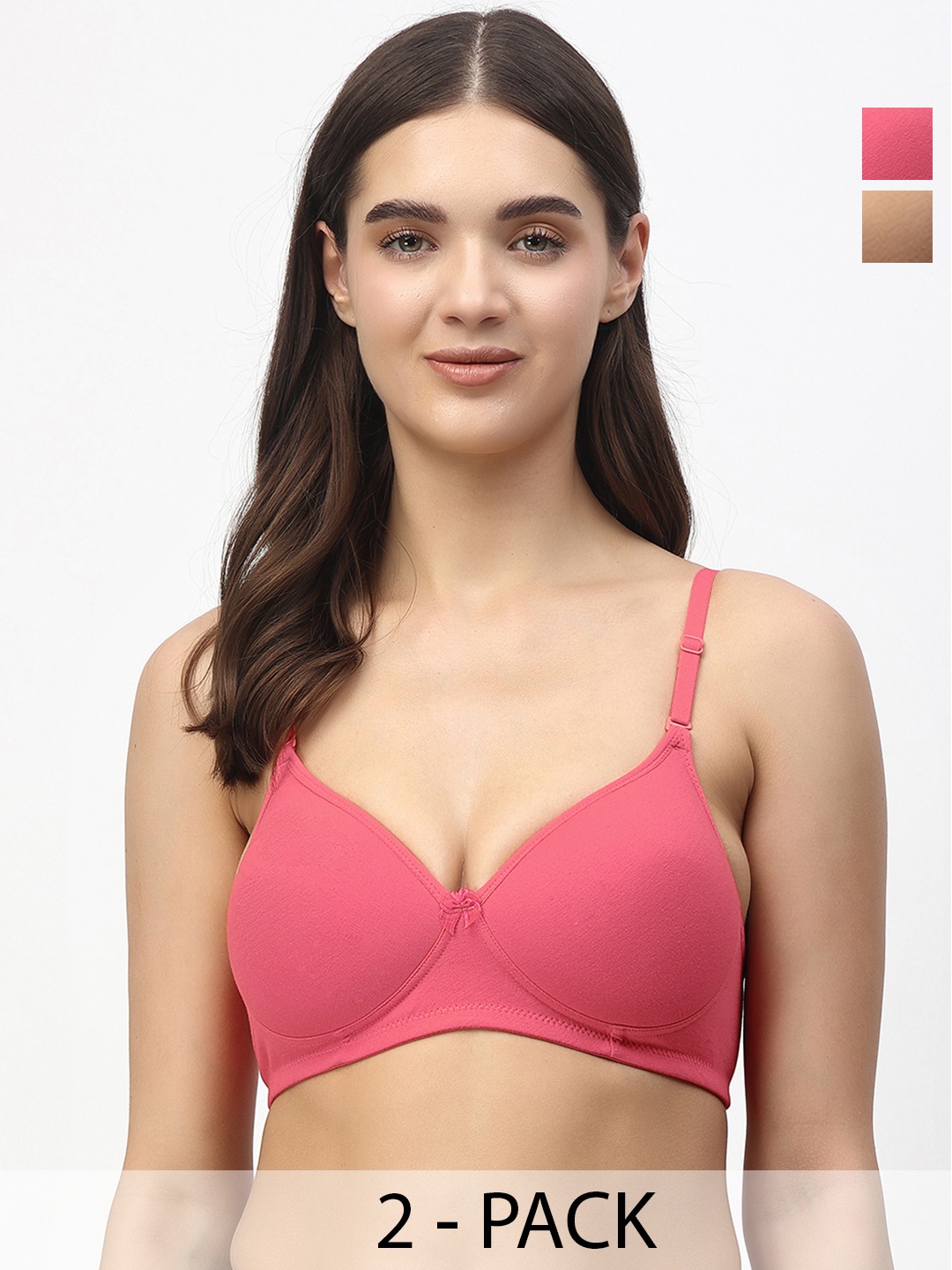 

Floret Pack of 2 Heavily Padded Medium-Coverage Non-Wired Seamless Push-Up Bra, Lime green