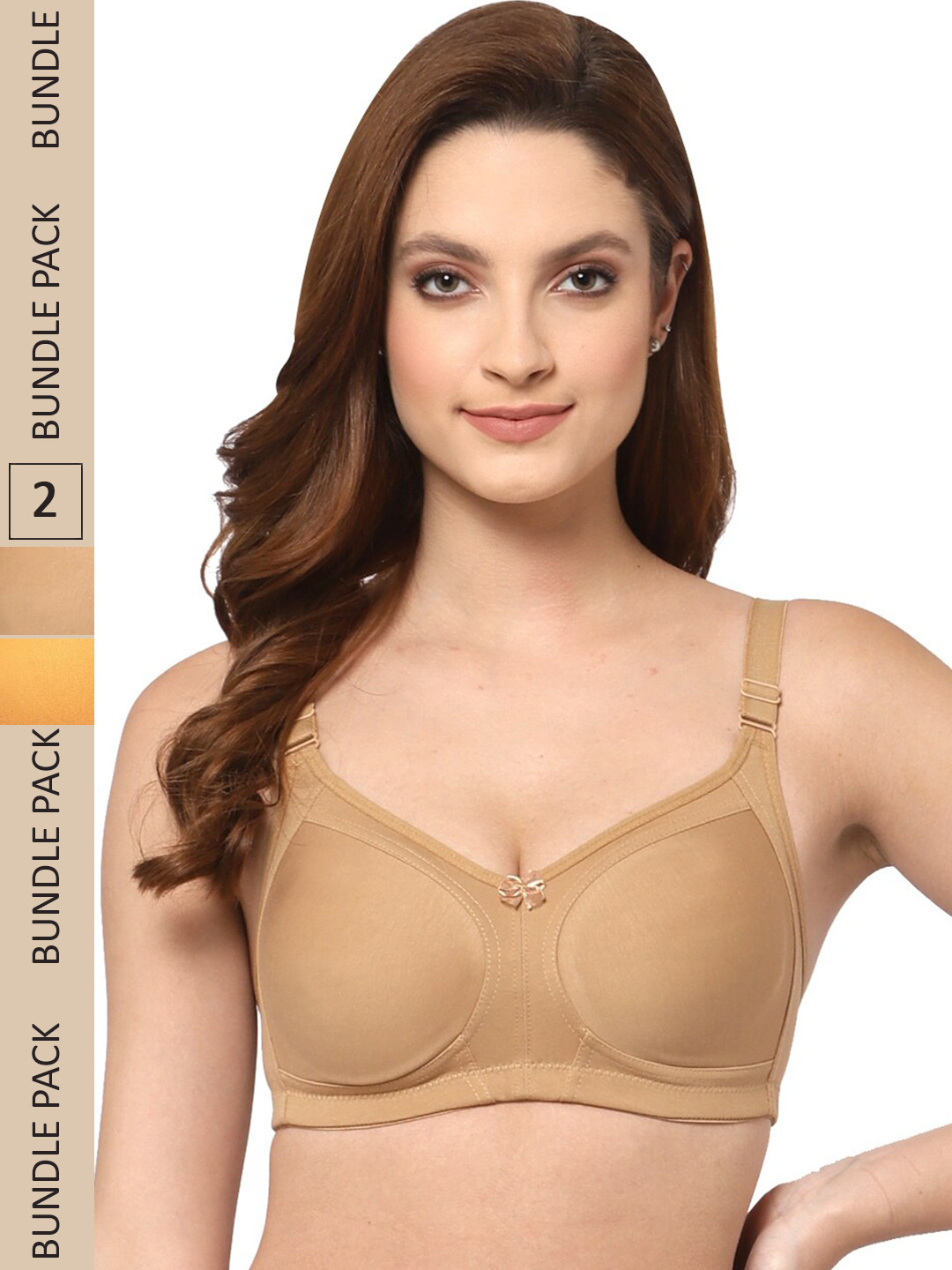 

Floret Pack of 2 Non Padded Non-Wired Cotton Full Coverage Everyday Bra With Moulded Cups, Yellow