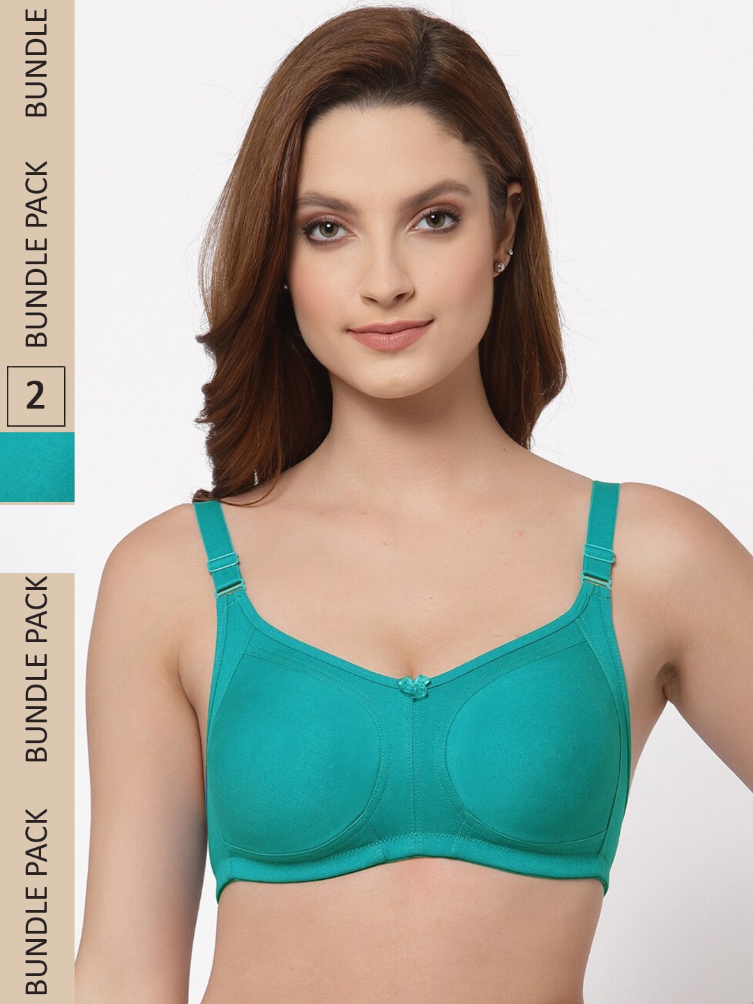 

Floret Pack of 2 Non Padded Non-Wired Cotton Full Coverage Everyday Bra With Moulded Cups, White
