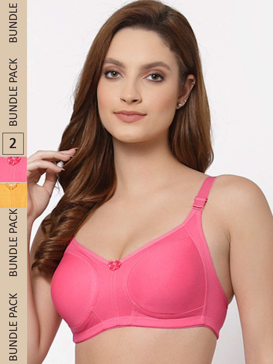 

Floret Pack of 2 Non Padded Non-Wired Cotton Full Coverage Everyday Bra With Moulded Cups, Yellow