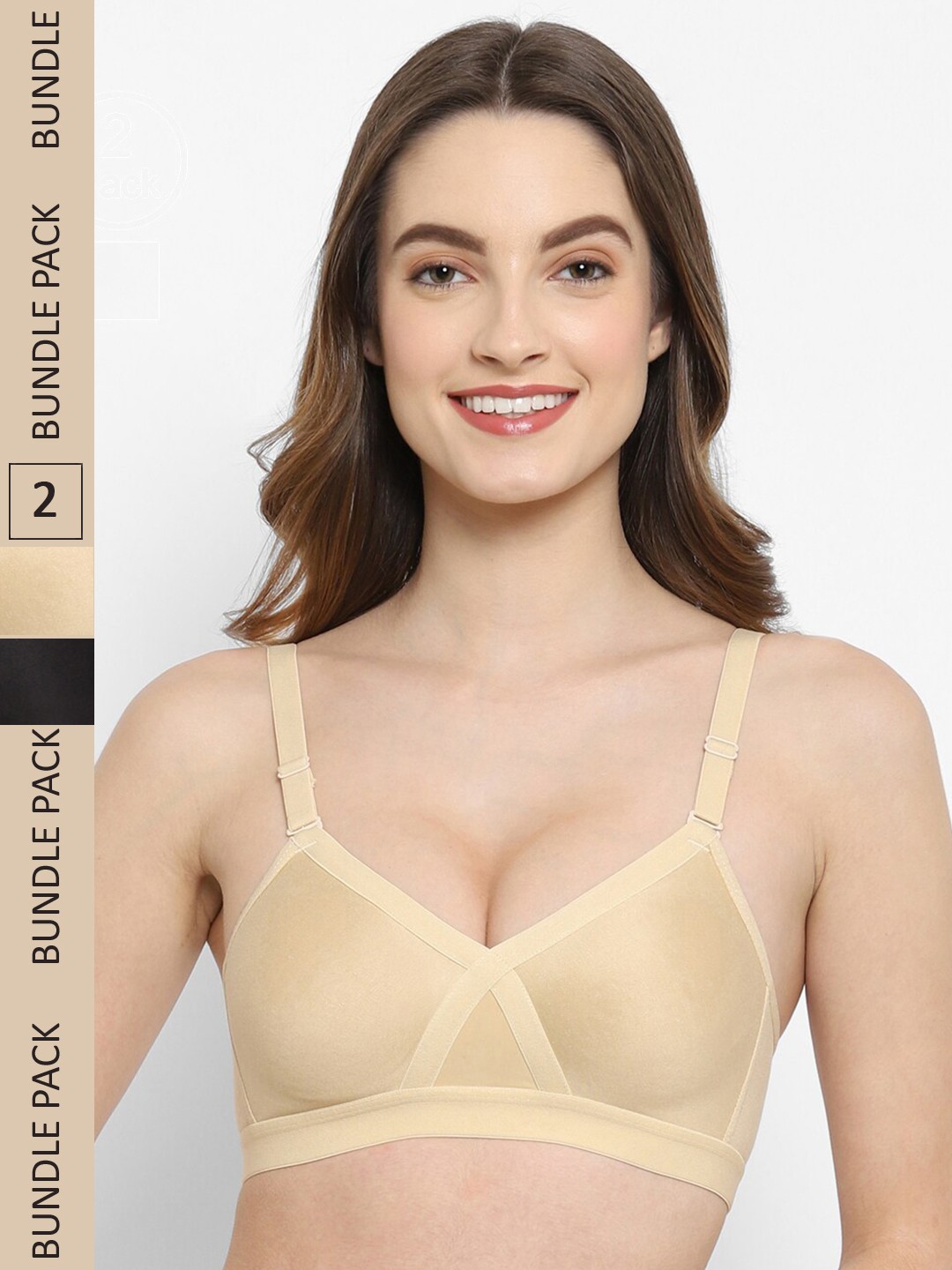 

Floret Pack Of 2 Non Padded Bra, Black