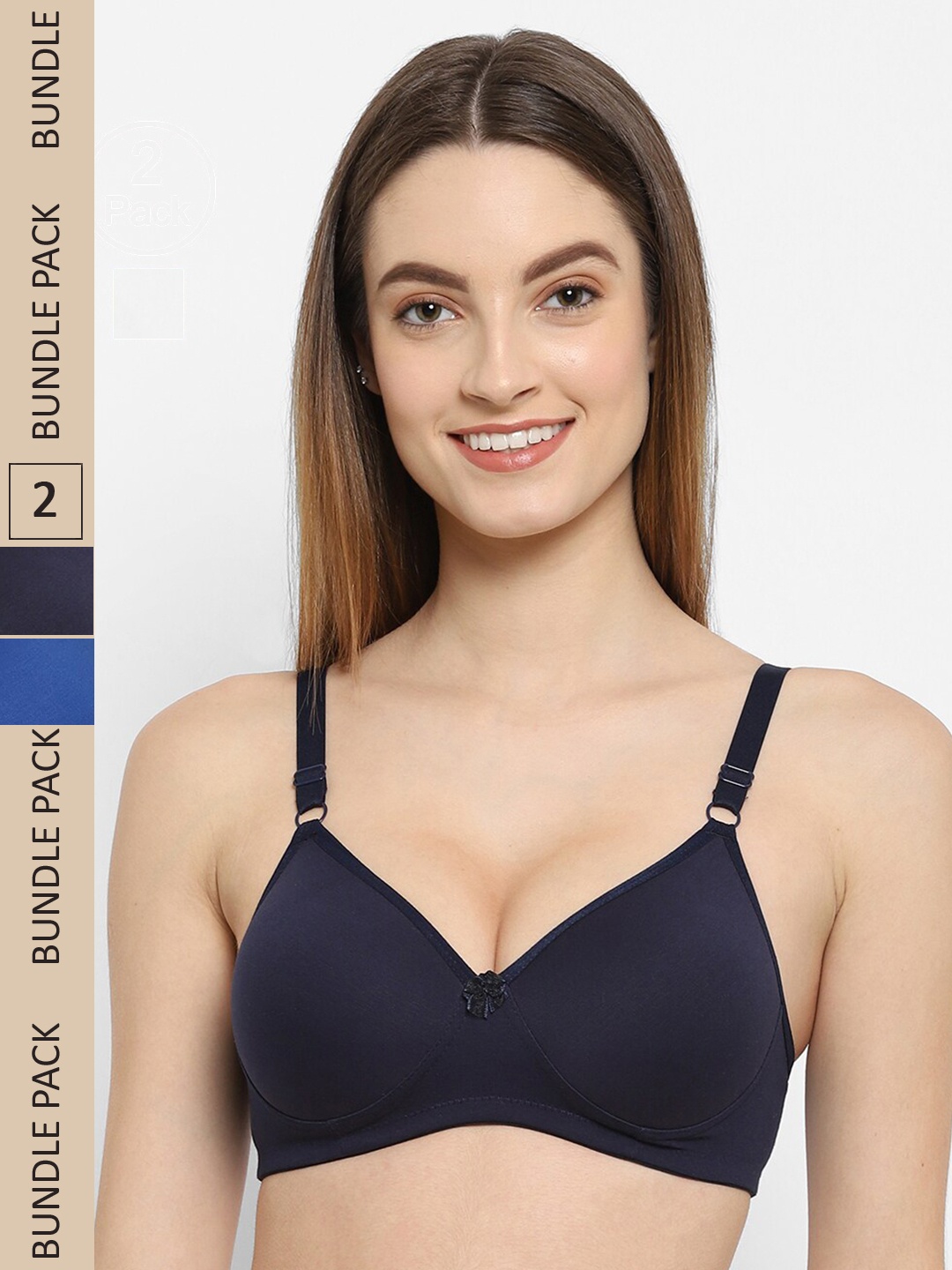 

Floret Pack Of 2 Lightly Padded Non Wired High Support T-Shirt Bra, Blue