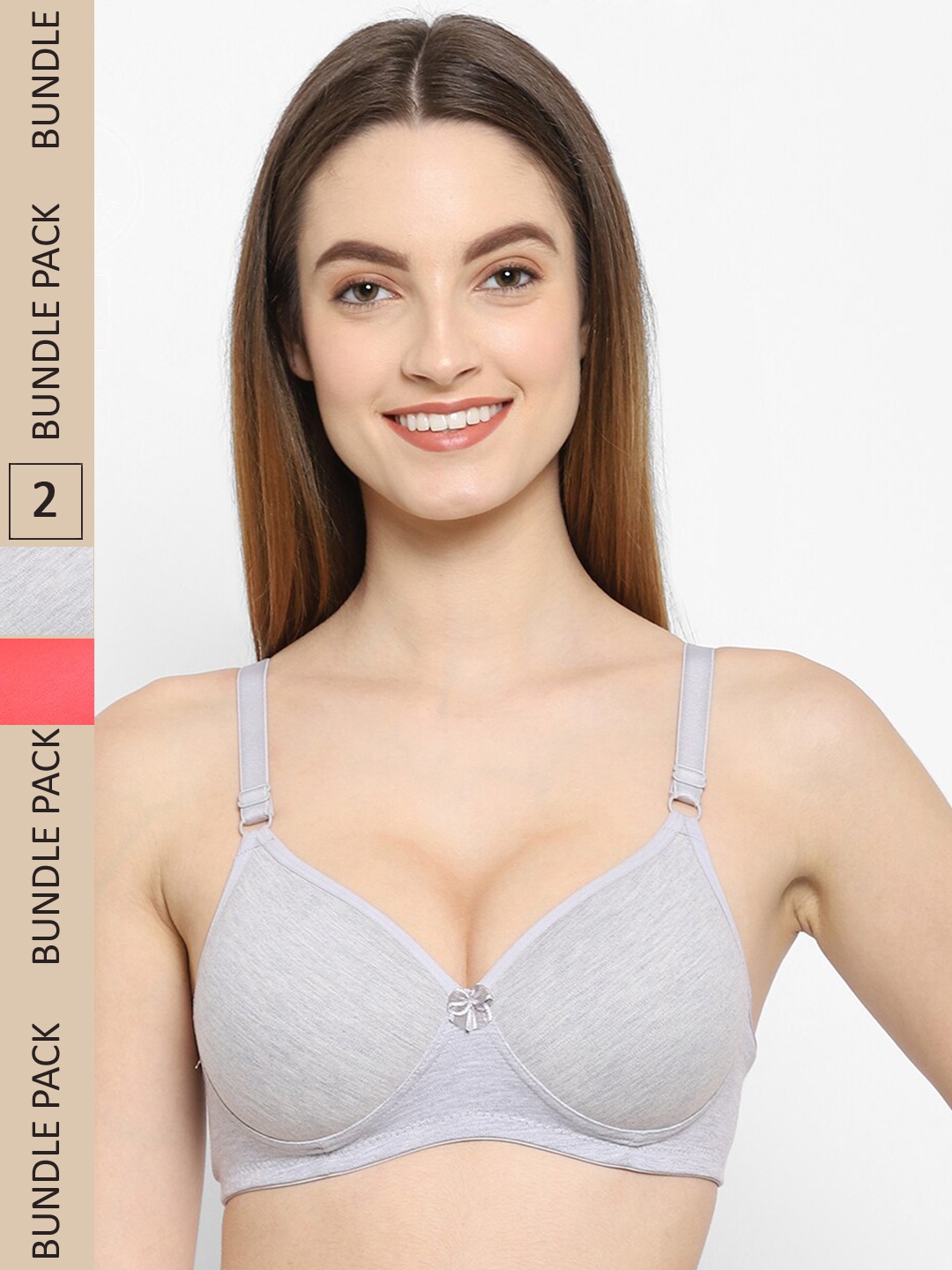 

Floret Pack Of 2 Lightly Padded High Support All Day Comfort Seamless Bra, Coral