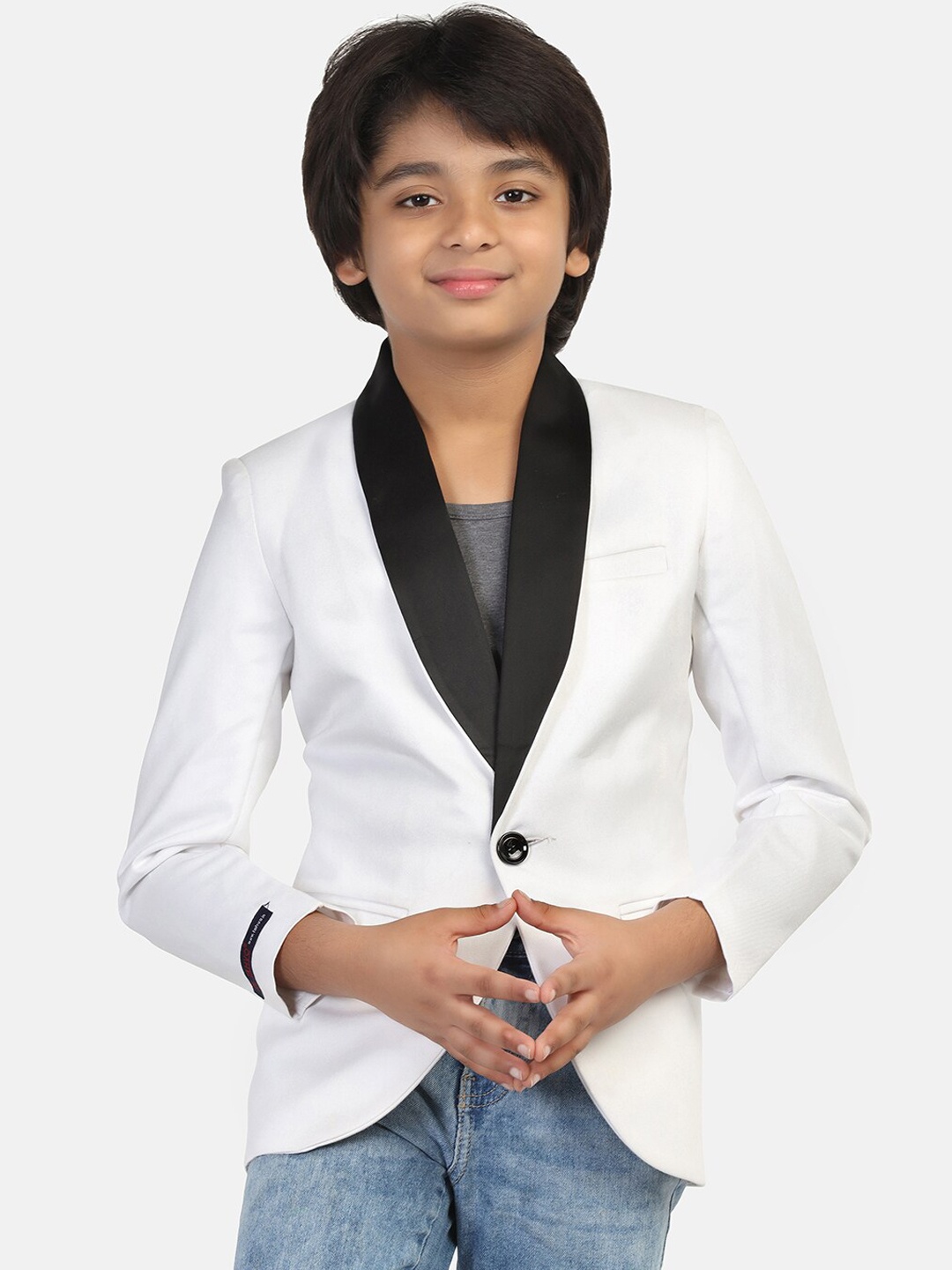 

TAHVO Boys Slim-Fit Single Breasted Blazer, White