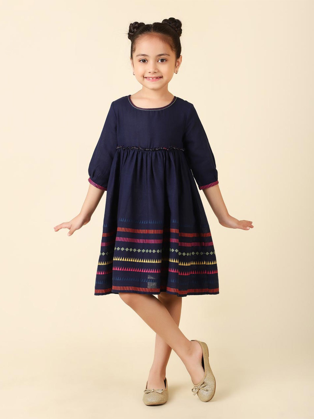 

Fabindia Girls Cotton Dress, Navy blue