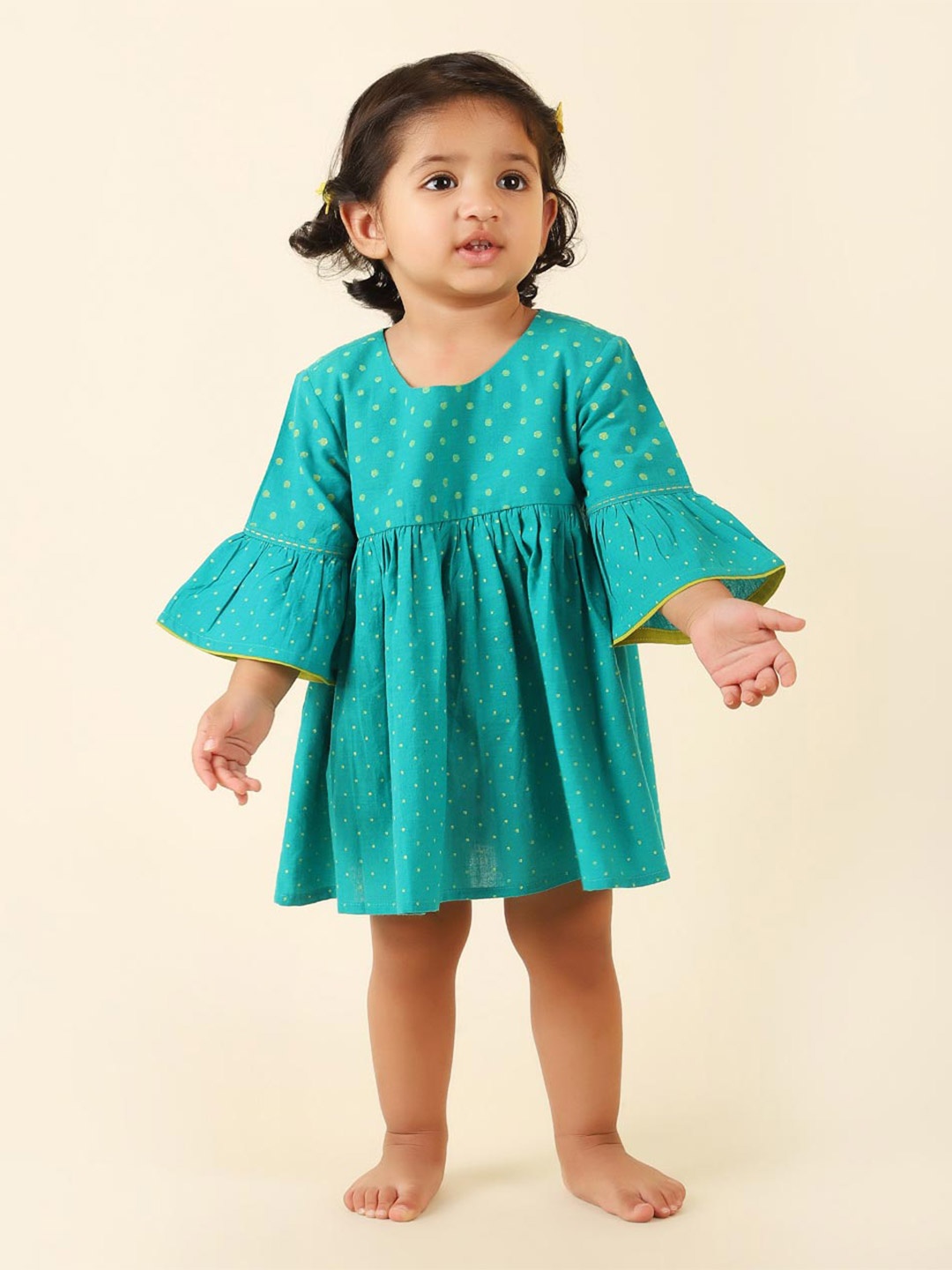 

Fabindia Teal A-Line Dress