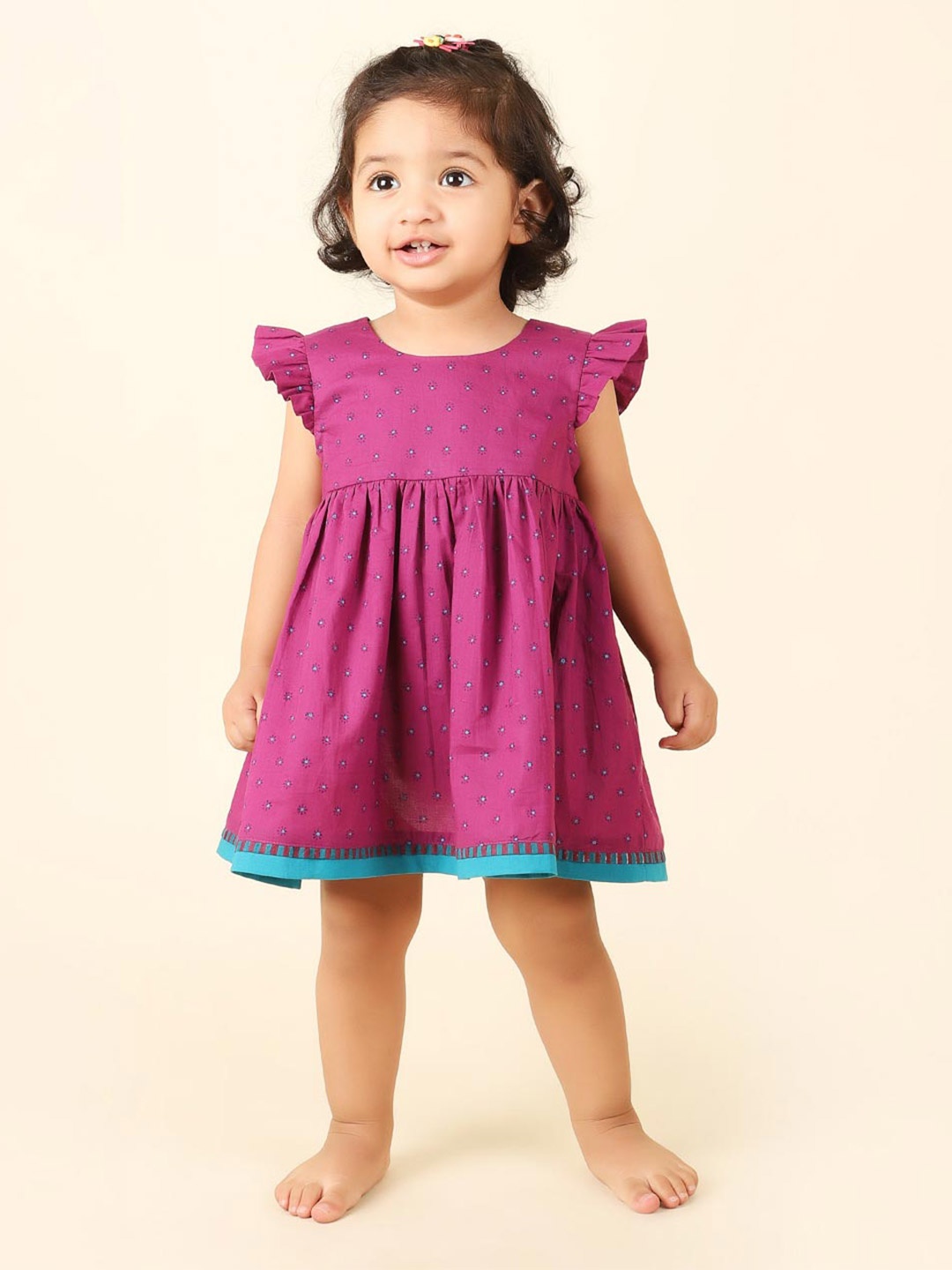 

Fabindia Girls Floral Printed Dress, Purple