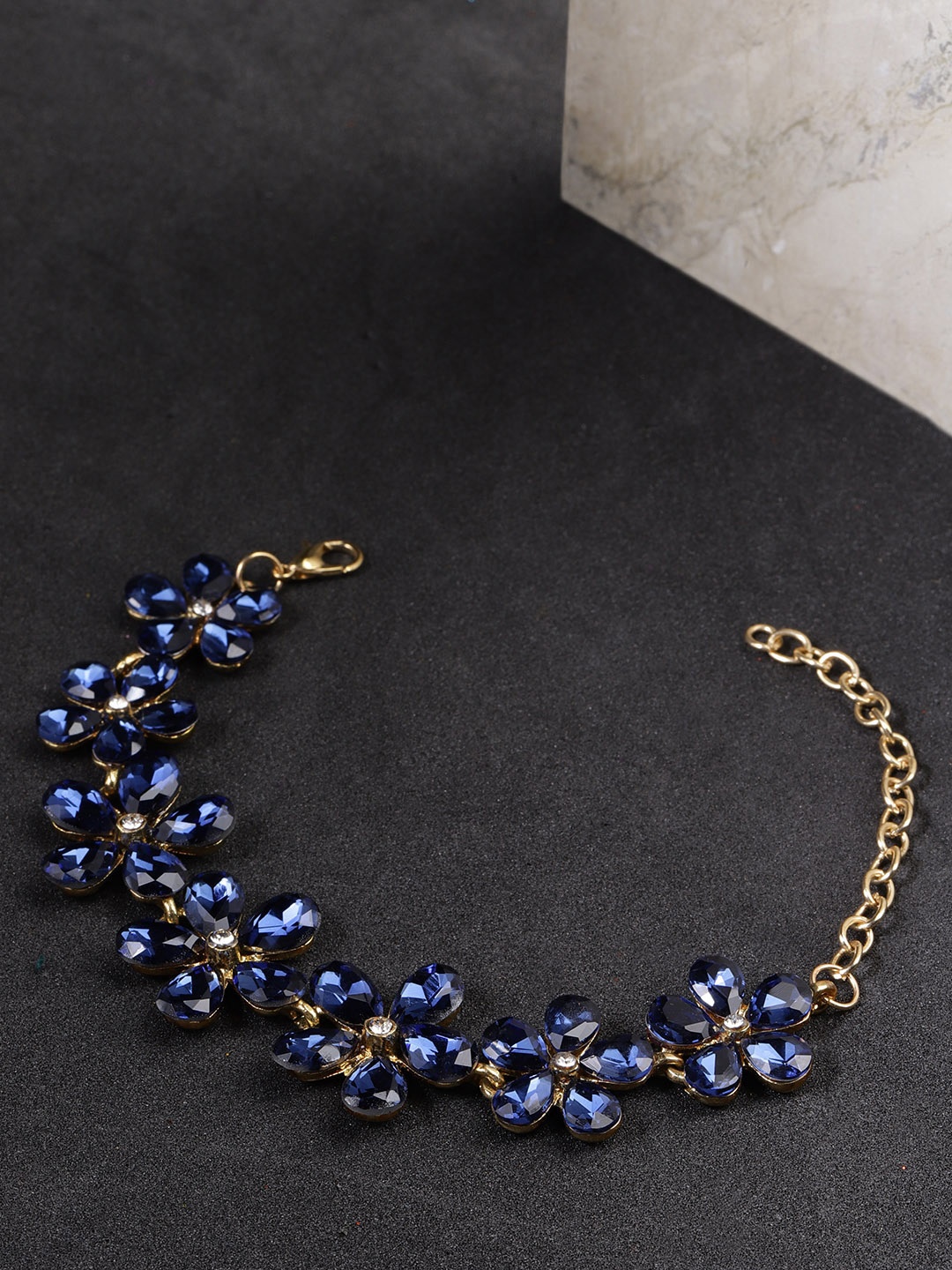 

YouBella Women Gold-Plated Link Bracelet, Navy blue