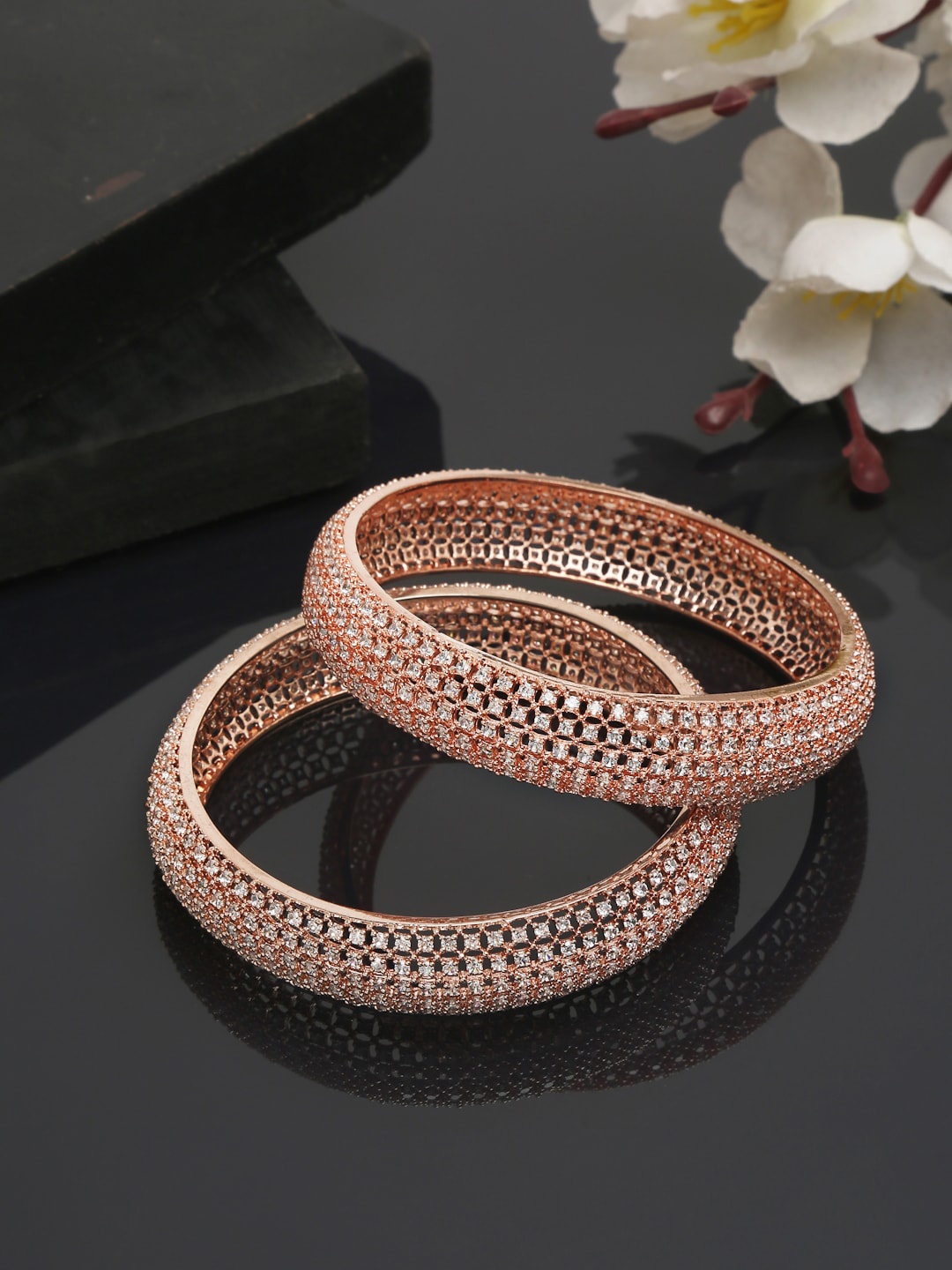 

YouBella Set of 2 Rose Gold-Plated & Stones-Studded Bangles