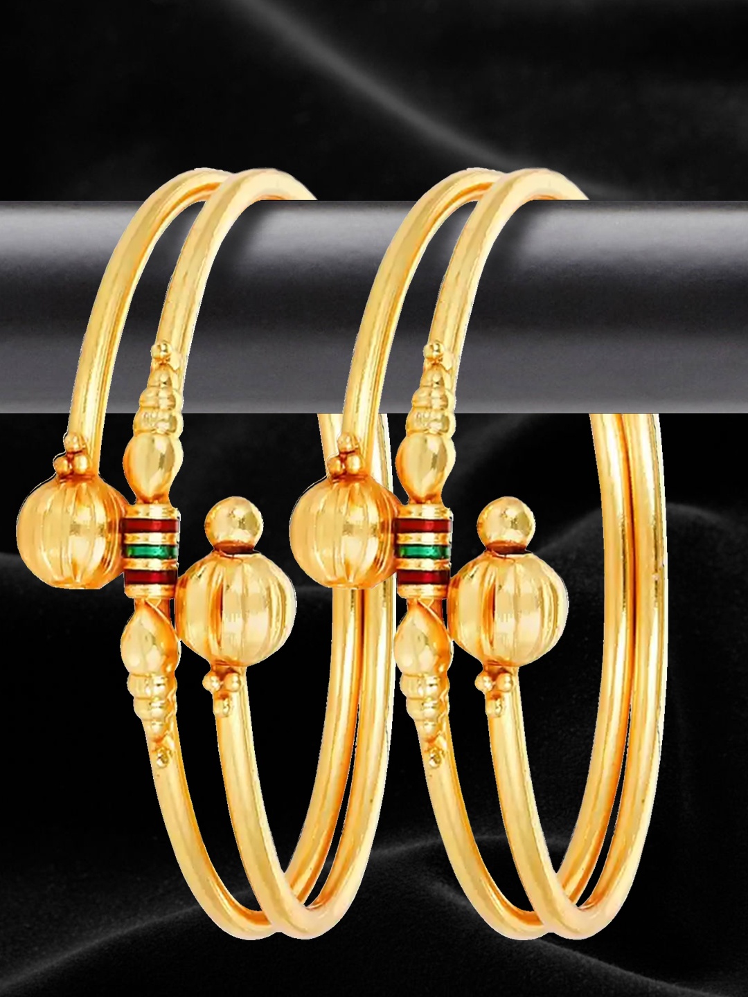 

YouBella Set of 2 Gold-Plated Antique Bangles