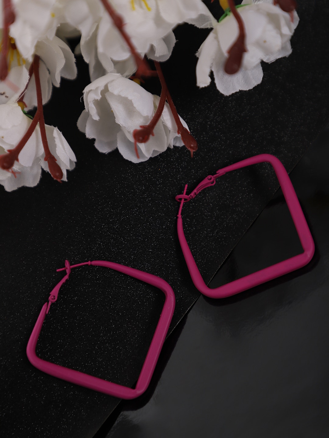 

YouBella Square Hoop Earrings, Pink