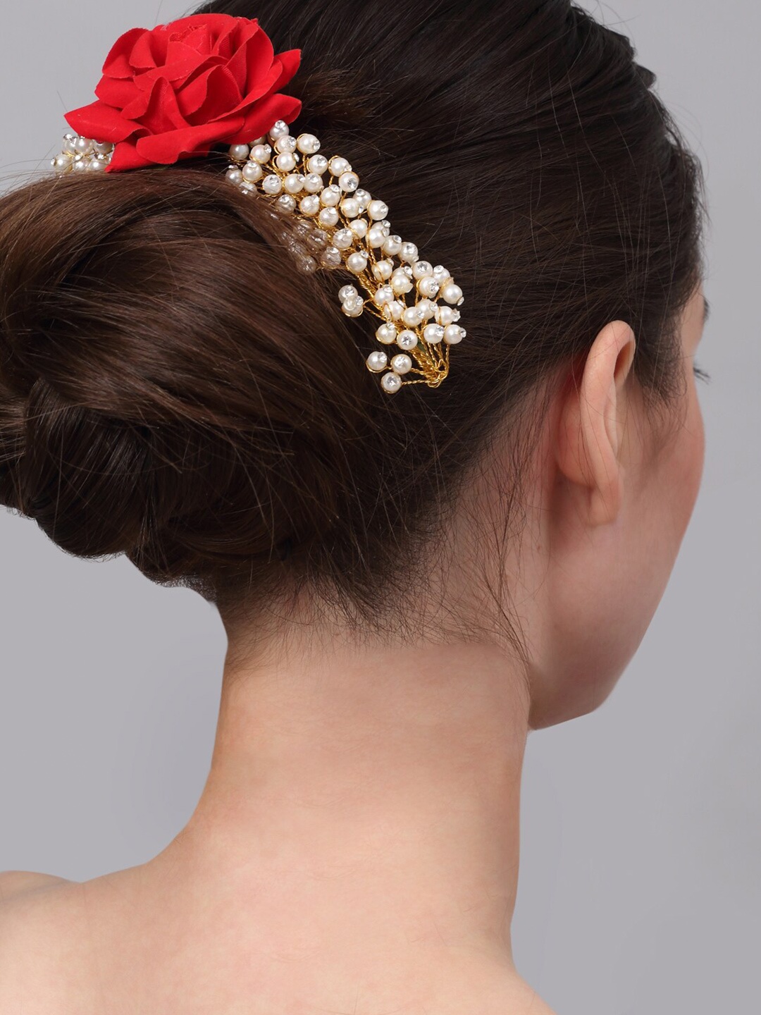

YouBella Women Floral Embellished Tiara, Red