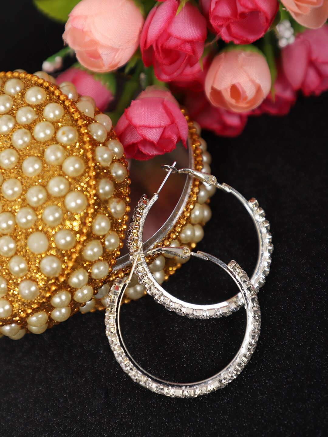 

YouBella Silver-Plated Circular Hoop Earrings