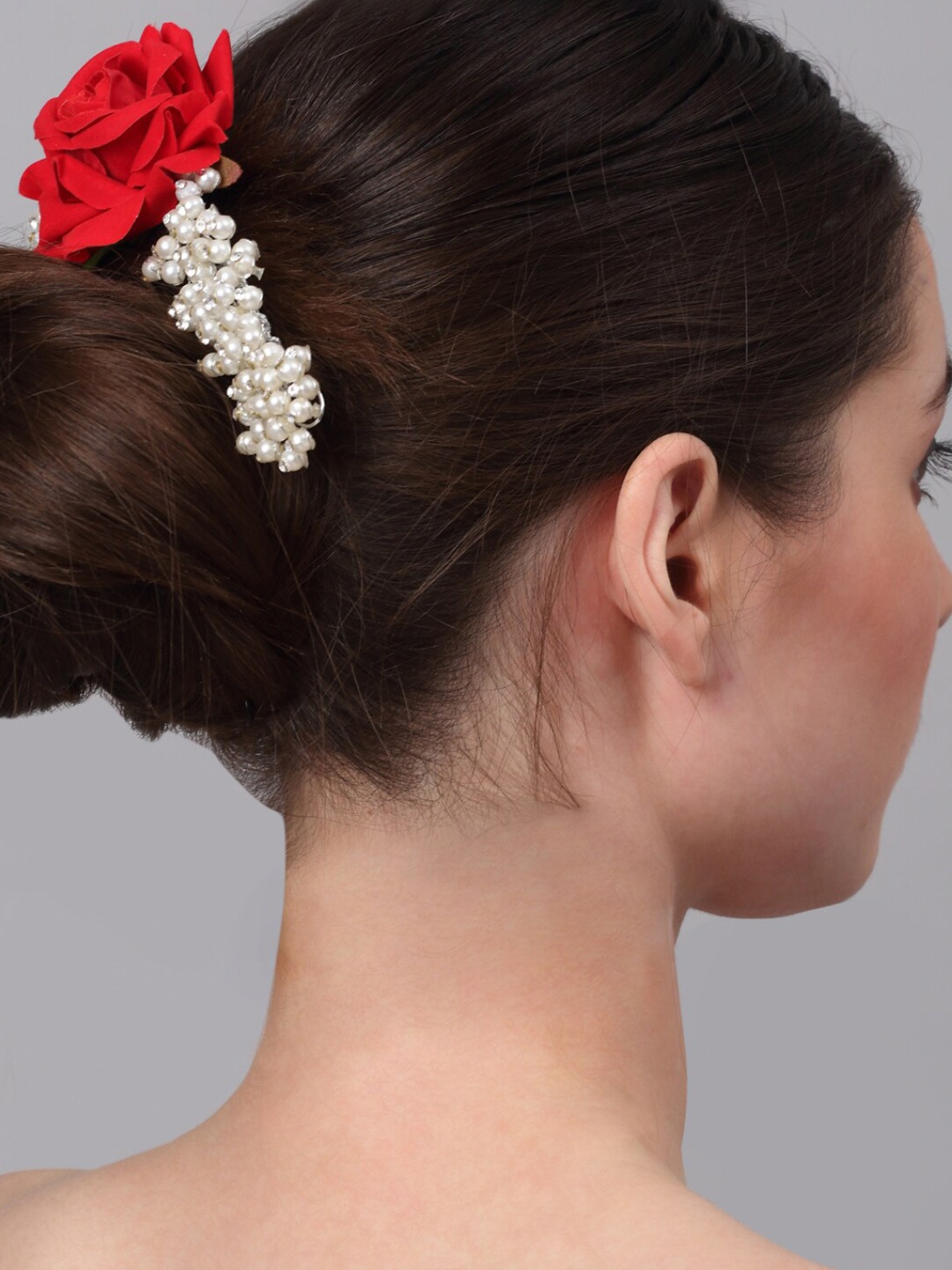 

YouBella Women Floral Embellished Tiara, Red