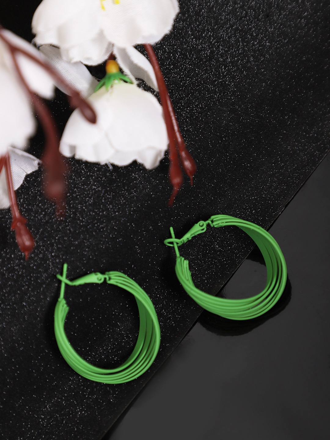 

YouBella Green Circular Hoop Earrings