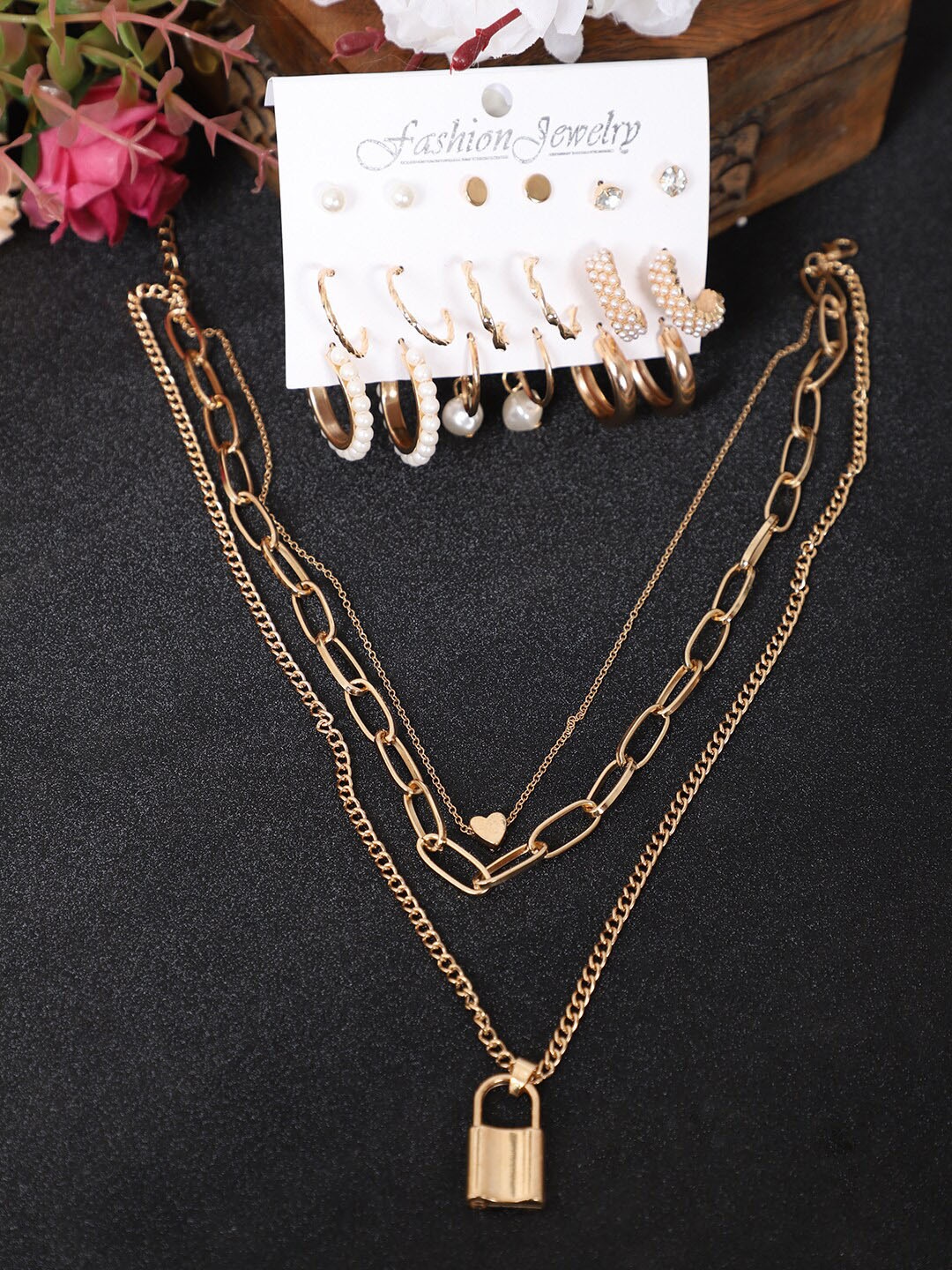 

YouBella Gold-Plated Stone-Studded Layered Jewellery Set