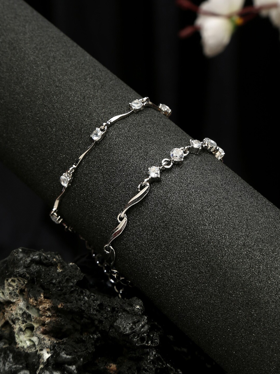 

YouBella Women Set of 2 Silver-Plated Link Bracelet