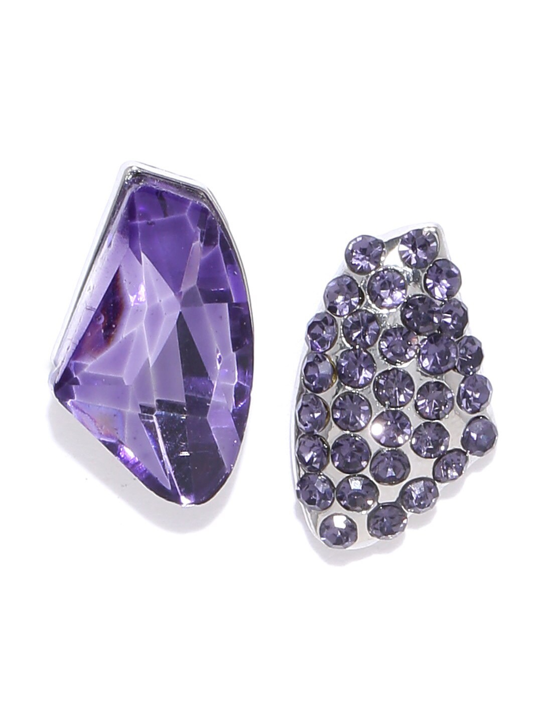 

YouBella Silver-Plated Stone-Studded Contemporary Studs Earrings, Purple