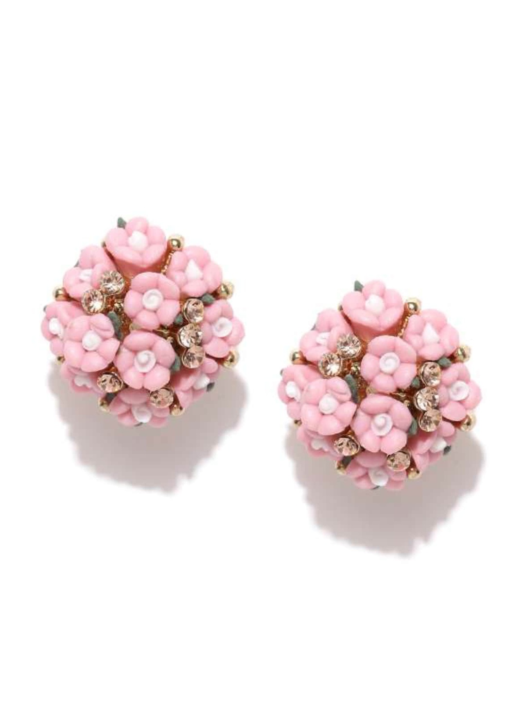 

YouBella Gold-Plated Floral Studs Earrings, Pink