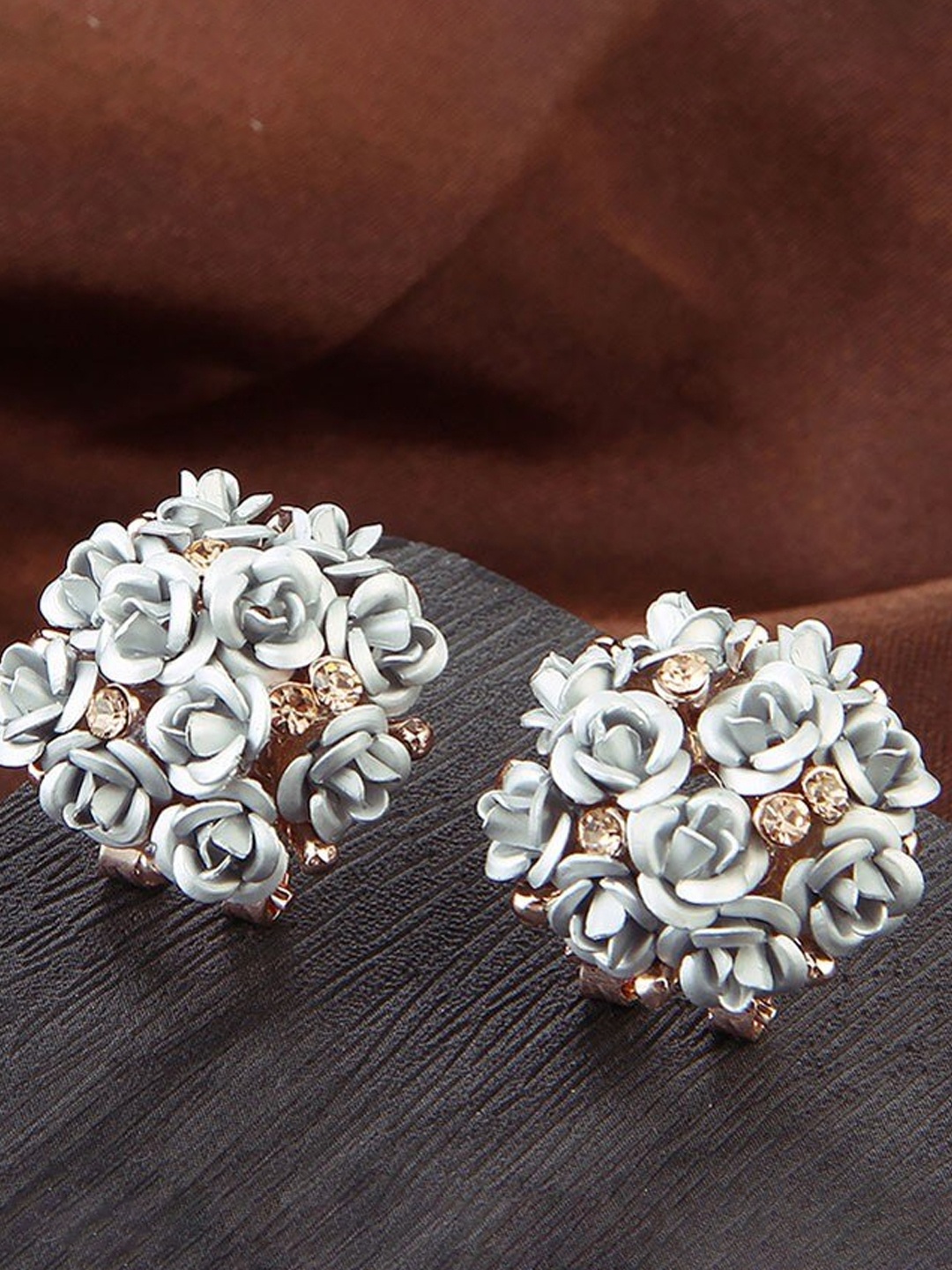 

YouBella Gold-Plated Floral Studs Earrings, Silver