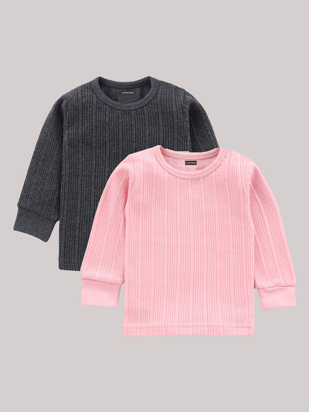 

Aerowarm Infant Pack Of 2 Striped Thermal Tops, Charcoal