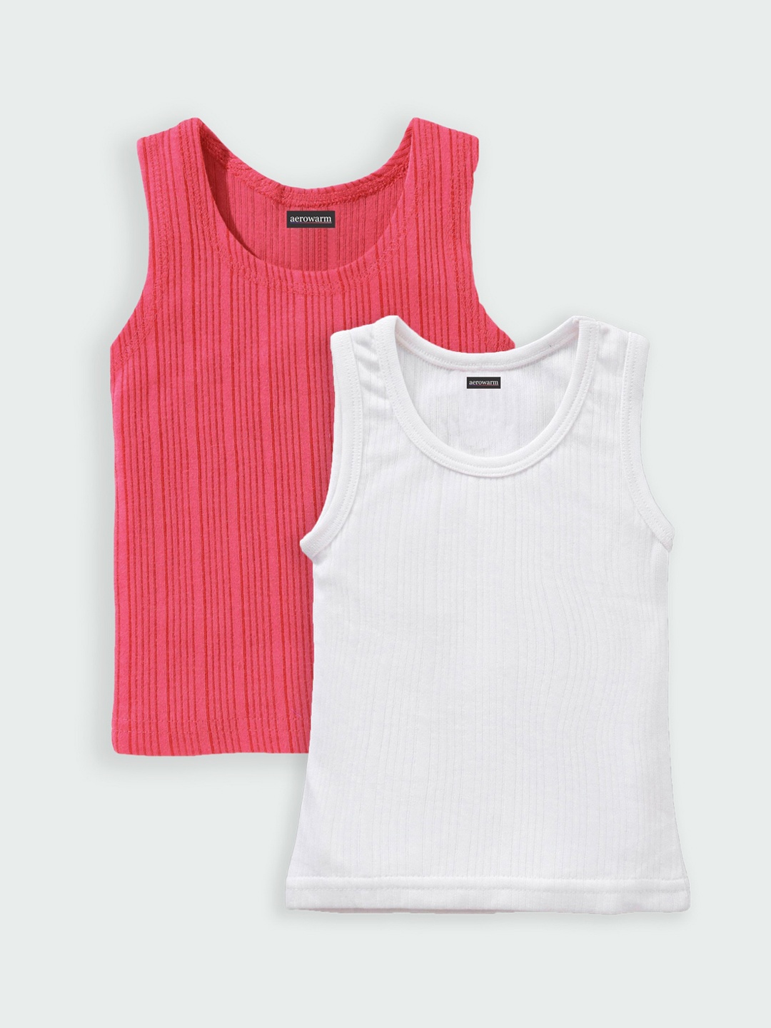 

Aerowarm Kids Pack of 2 Cotton Sleeveless Thermal Tops, Coral