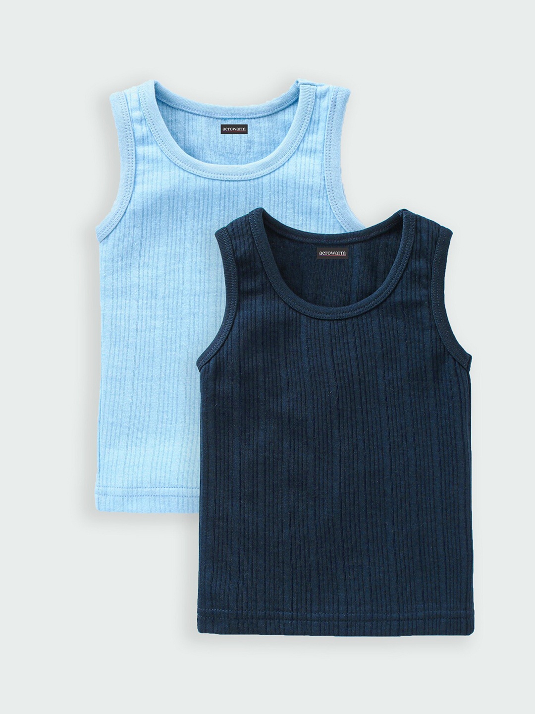 

Aerowarm Kids Pack Of 2 Cotton Sleeveless Thermal Vest, Blue