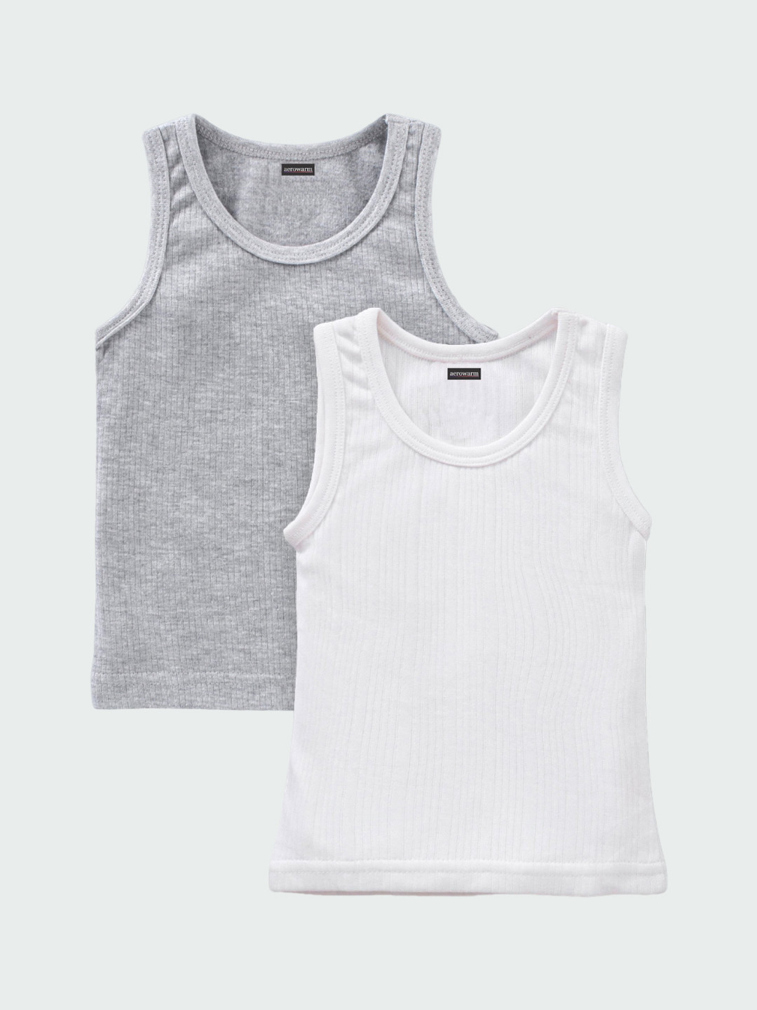 

Aerowarm Kids Pack Of 2 Cotton Sleeveless Thermal Tops, Grey