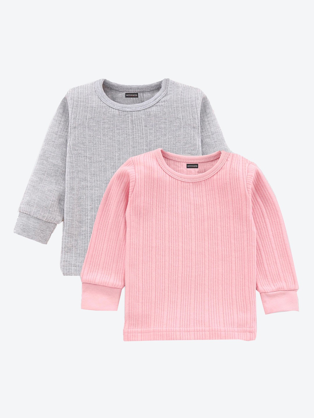 

Aerowarm Kids Pack Of 2 Cotton Long Sleeves Thermal Tops, Grey