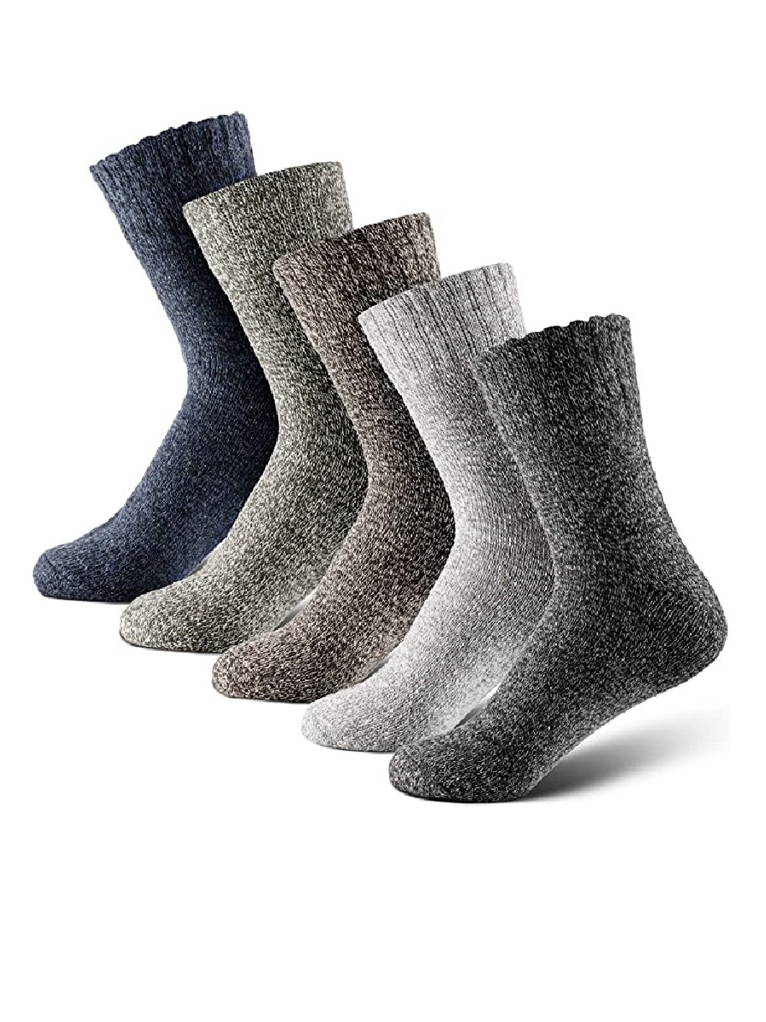 

EL REGALO Pack Of 5 Patterned Calf-Length Socks, Grey