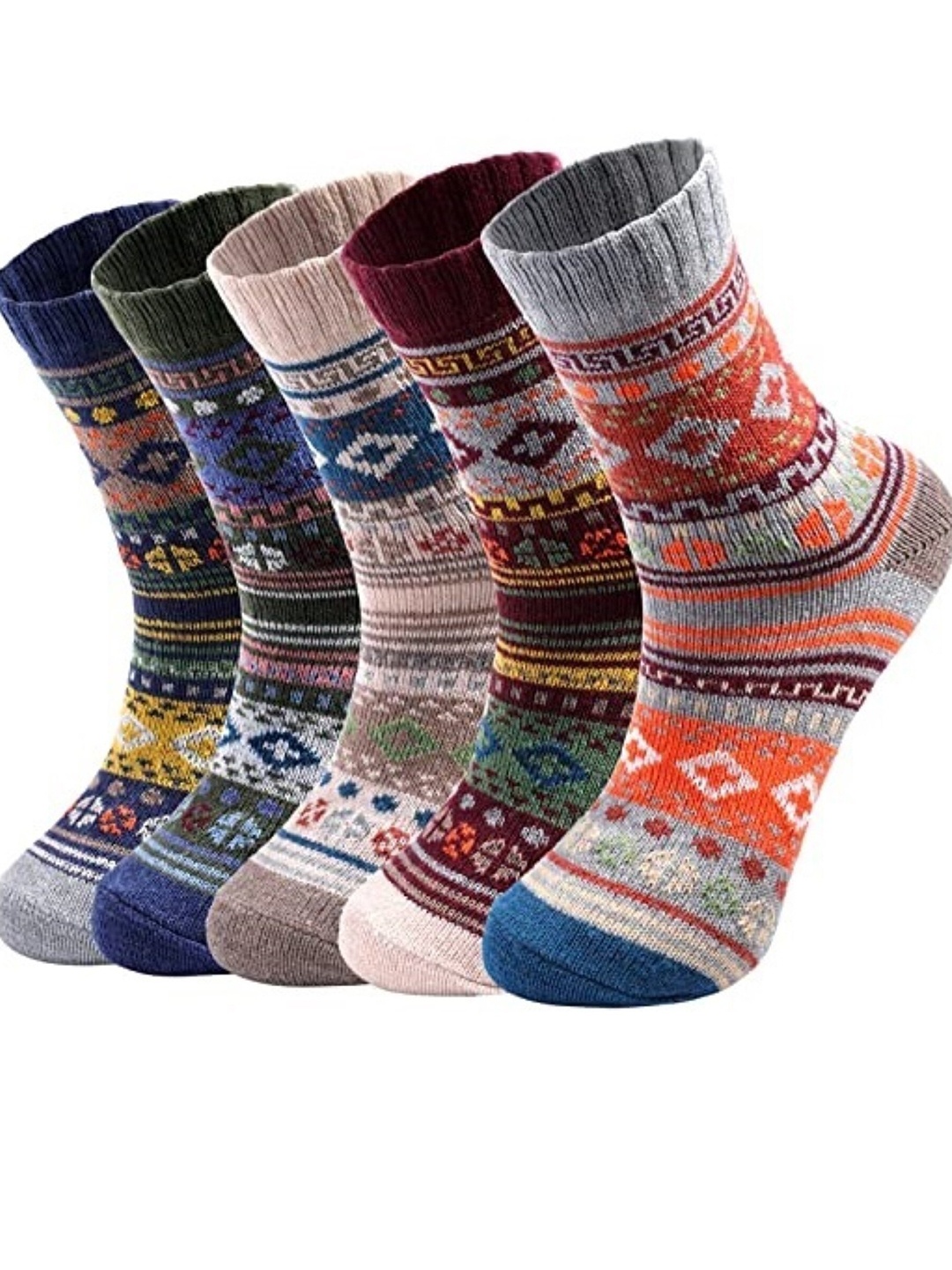 

EL REGALO Pack Of 5 Patterned Calf-Length Socks, Blue