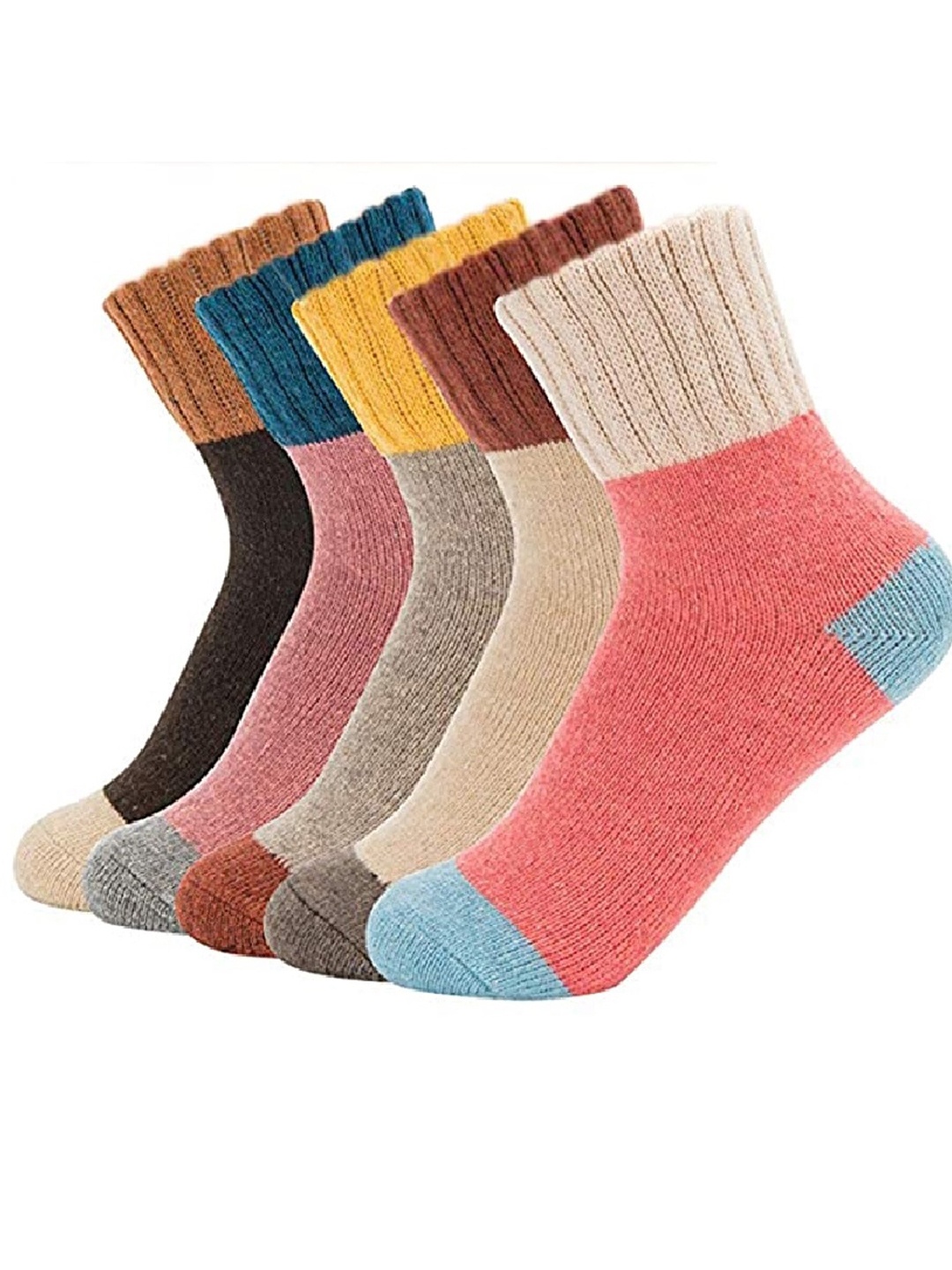 

EL REGALO Women Pack Of 5 Patterned Calf-Length Socks, Pink